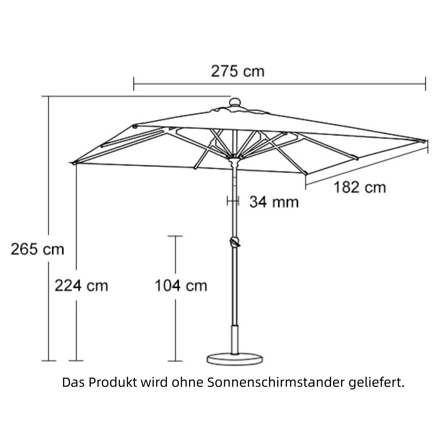 PURPLE LEAF Sonnenschirm Balkonschirm mit Mittelstange, Tischsonnenschirm – Bild 2 von 5