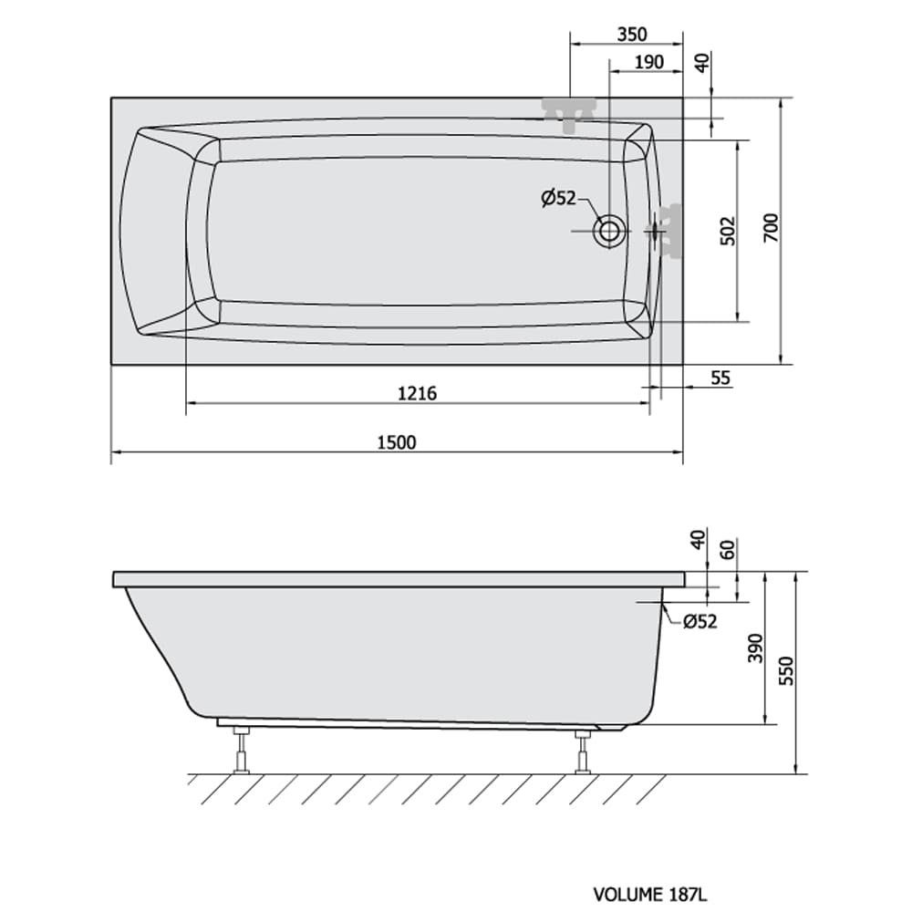 Thumbnail - HAK Badewanne LILY Badewanne, 150x70x39 cm