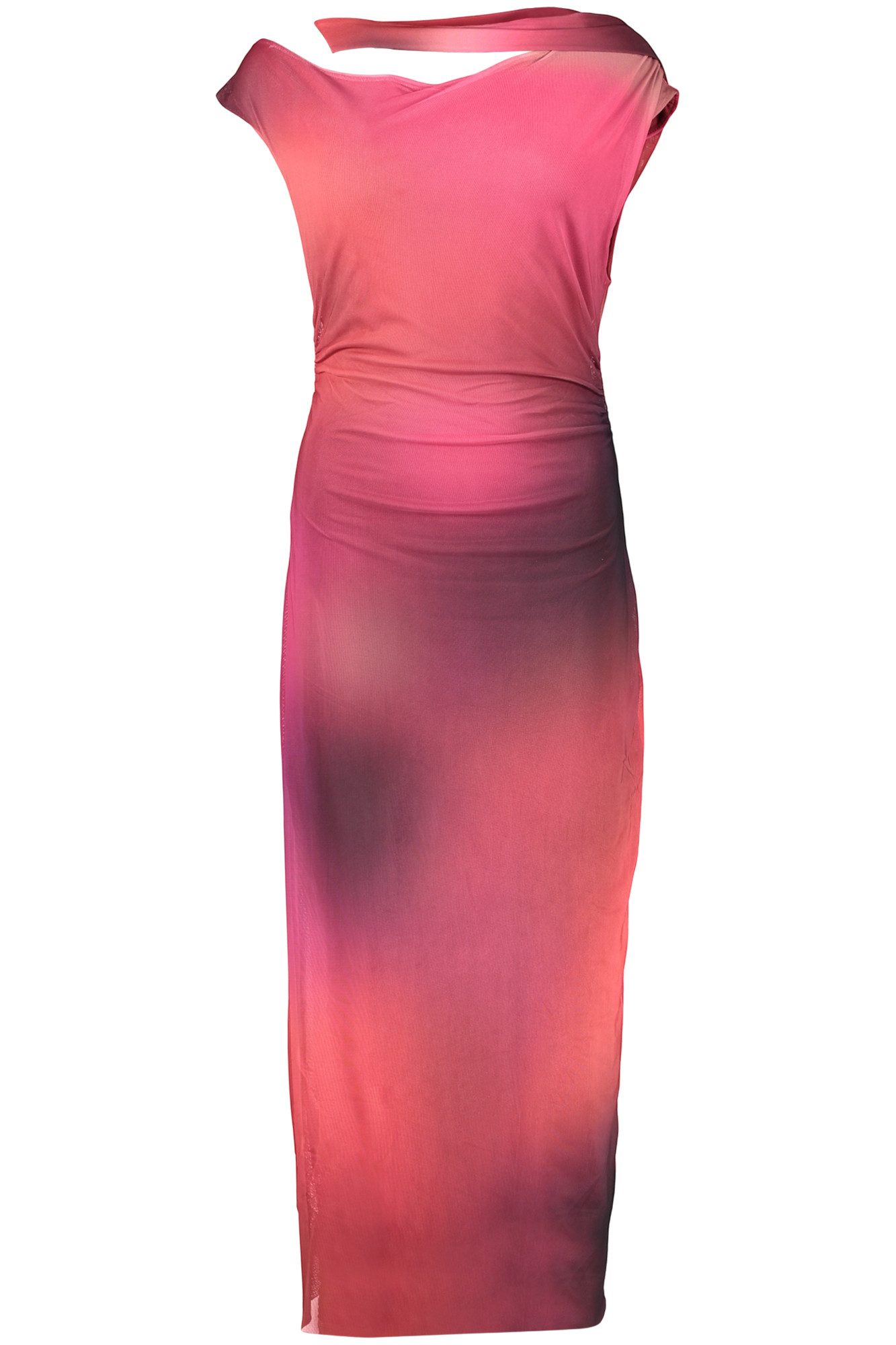Desigual Partykleid Langes Damenkleid Lila mit U-Boot-Ausschnitt und Breiten Trägern