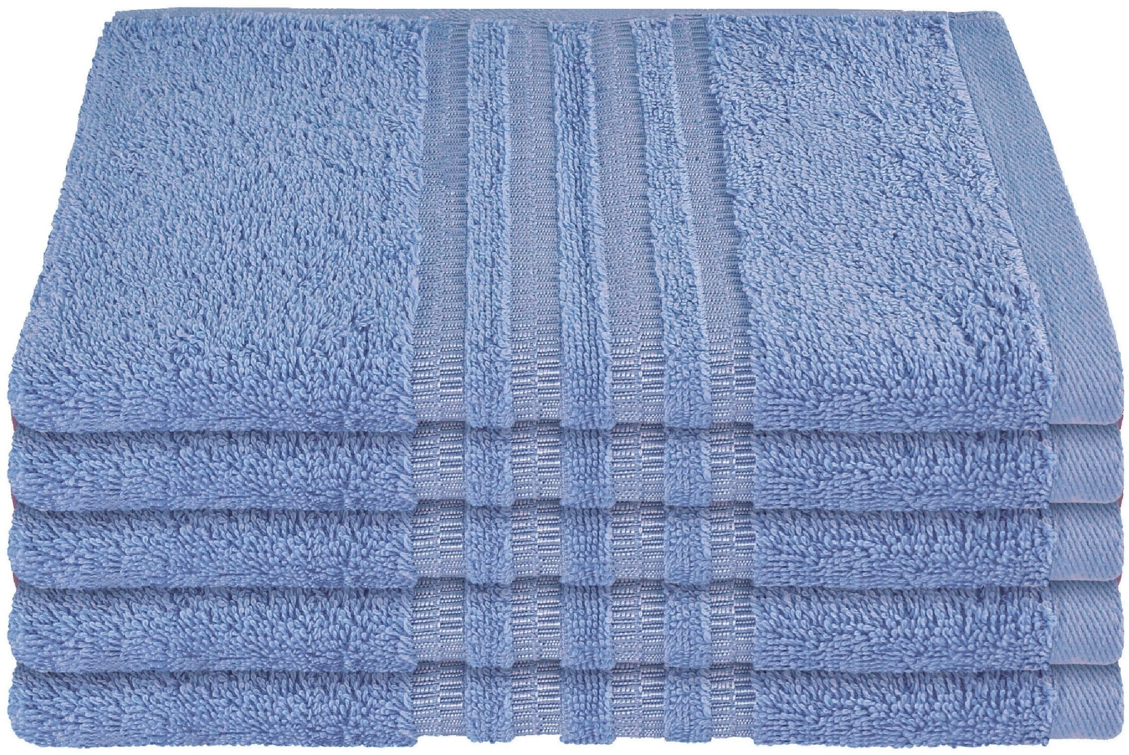 Schiesser Gästehandtücher Milano aus 100% Baumwolle mit eleganter Bordüre in Hoch-Tief-Optik, Frottier (Set, 5-St), Made in Green