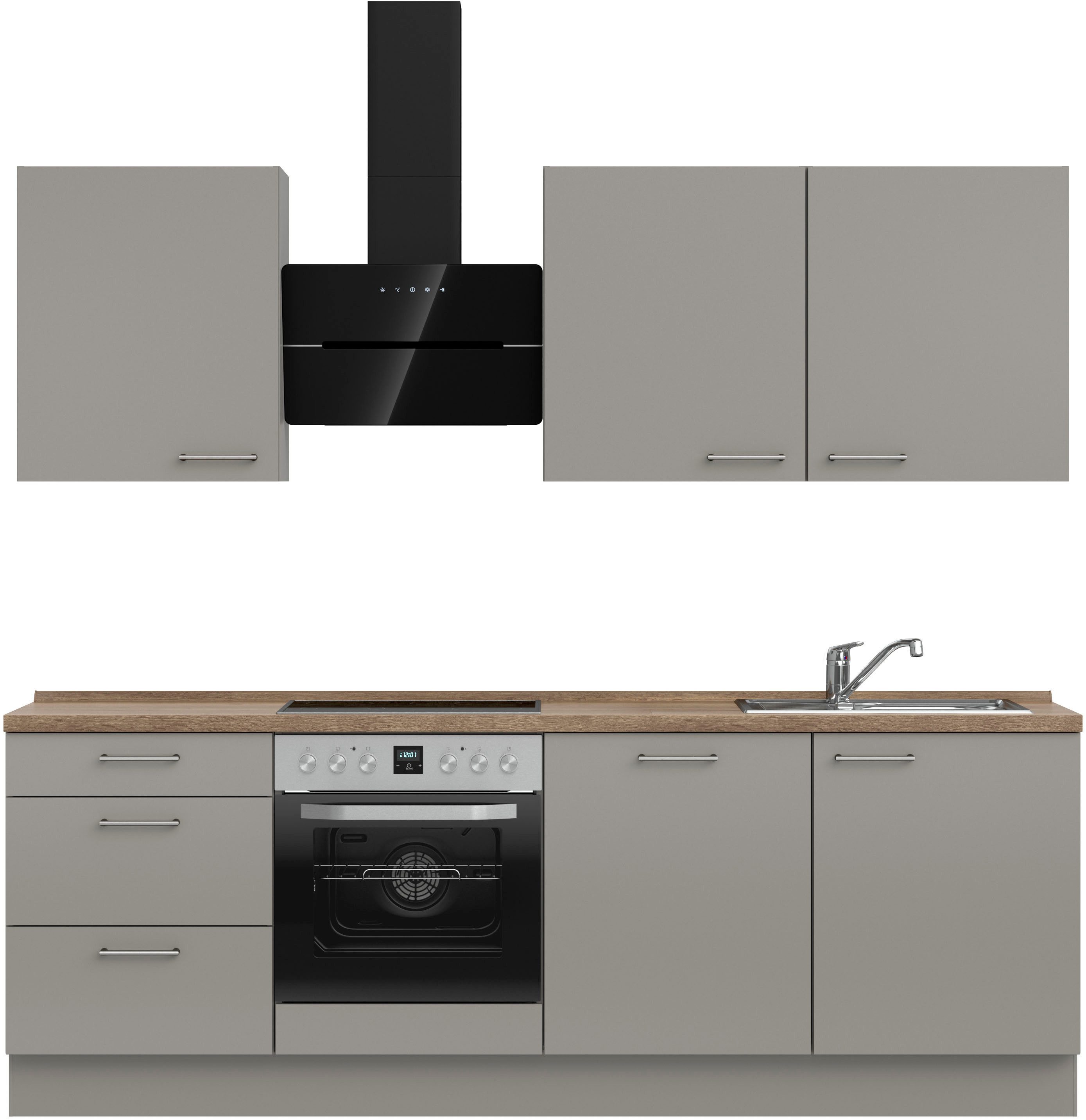 nobilia® Küchenzeile "Laser II", NEU: individuell anpassbar mit gratis Profi-Beratung, vormontiert, 240 cm breit, optional mit verschiedenen E‑Geräte-Sets