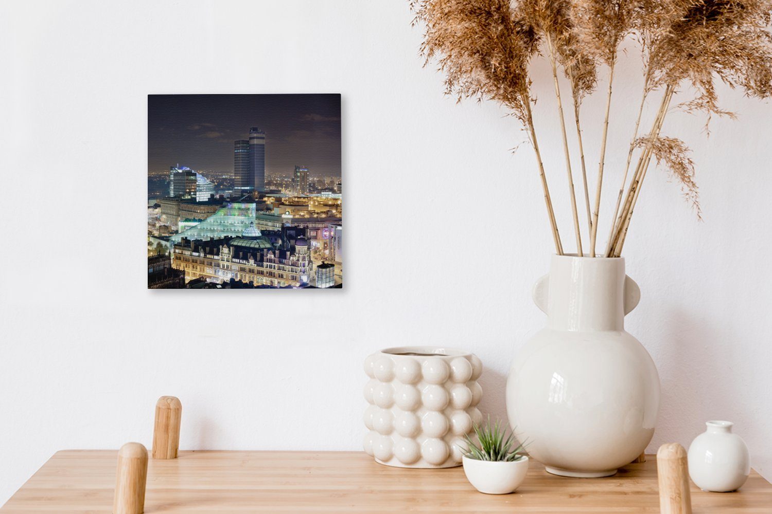 Bilder - Wohnzimmer für Skyline, Manchester Schlafzimmer Leinwandbild Nacht St), (1 - OneMillionCanvasses® Leinwand