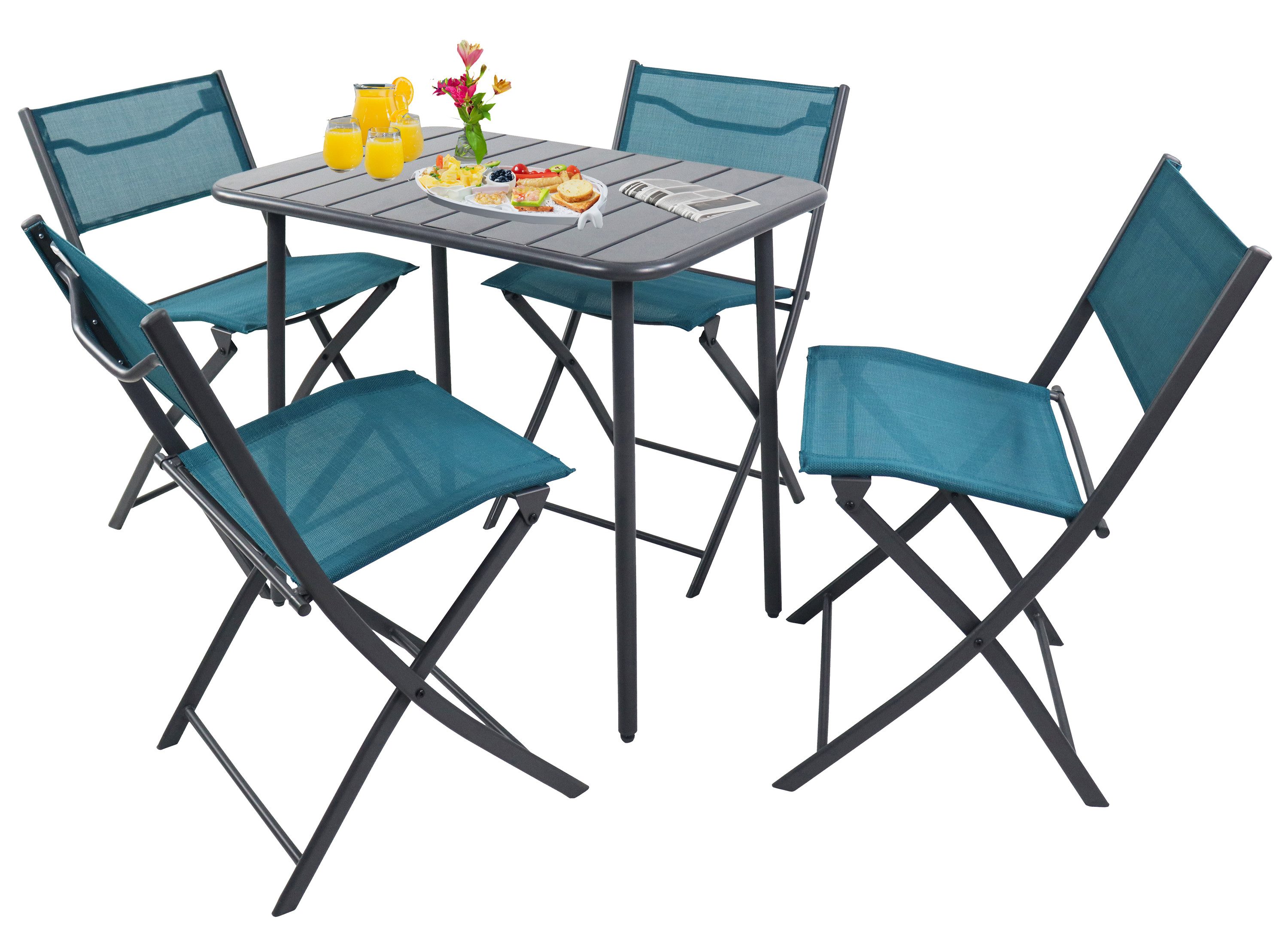 VCM Garten-Essgruppe 5 tlg. Bistroset Balkonset Gartenset Sumila 80x55
