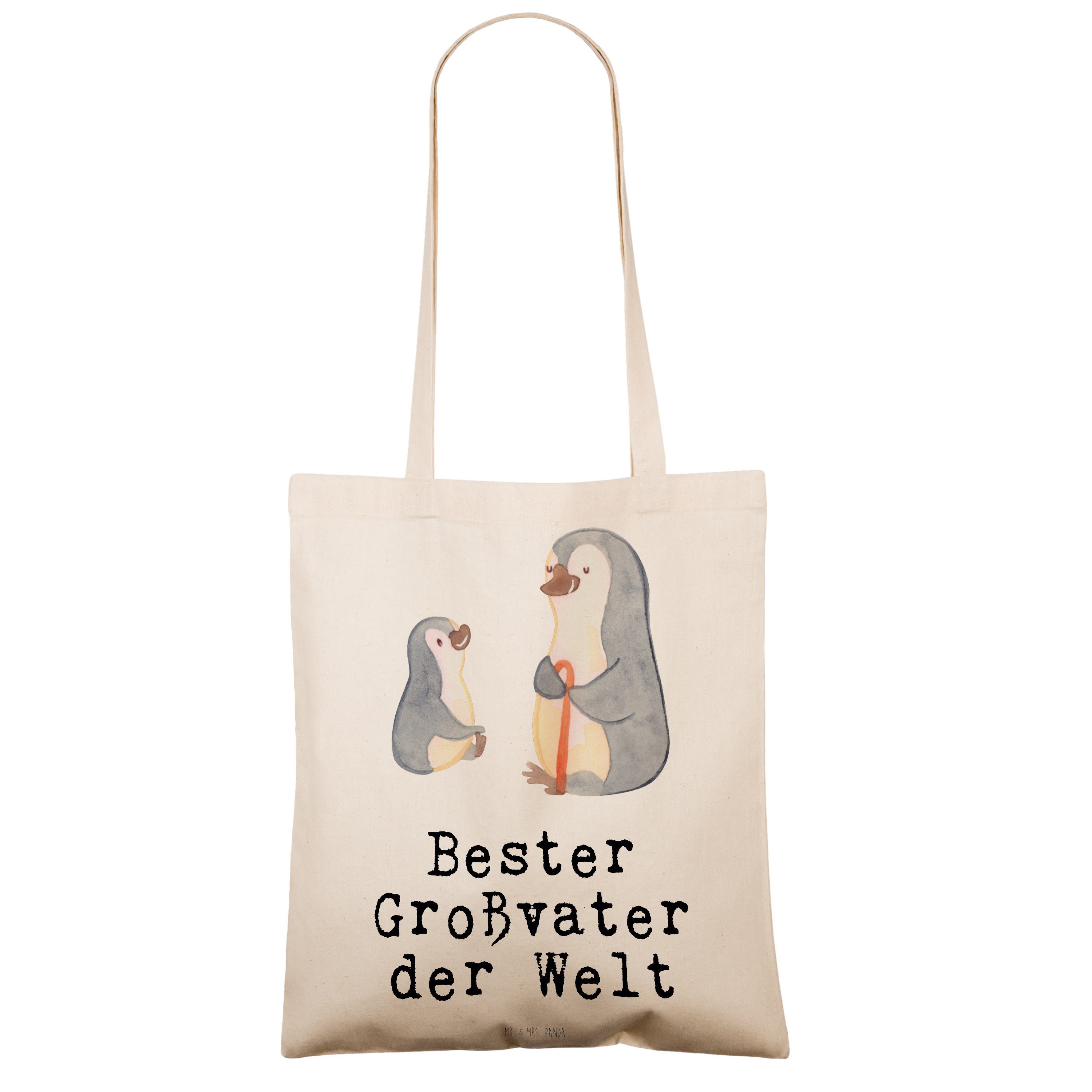 Mr. & Mrs. Panda Beuteltas Geschenk, Welt der Großvater - - Tragetasche Bester Transparent Pinguin (1-tlg)