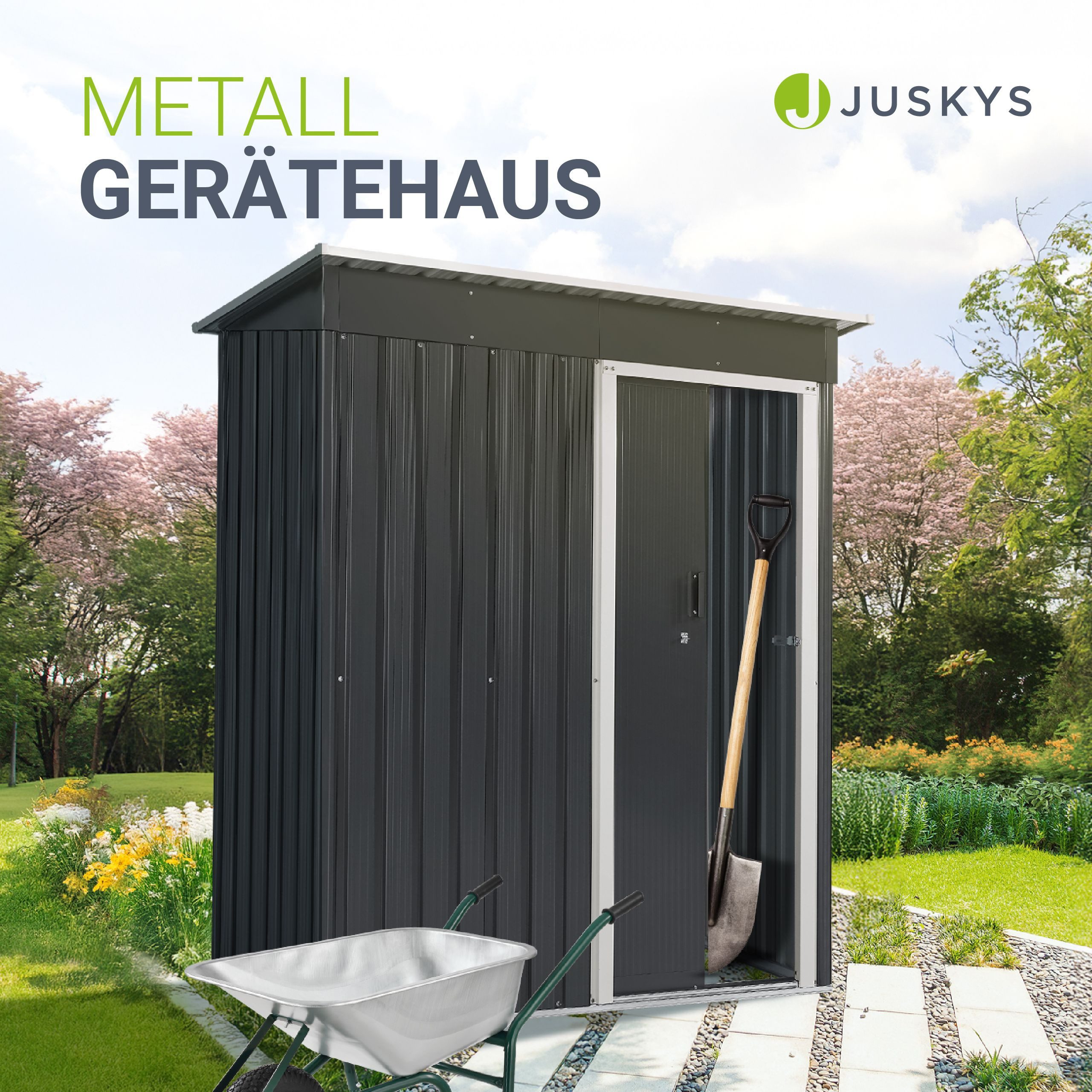 Juskys Gartenhaus S, mit Pultdach, Schiebetür, günstig online kaufen