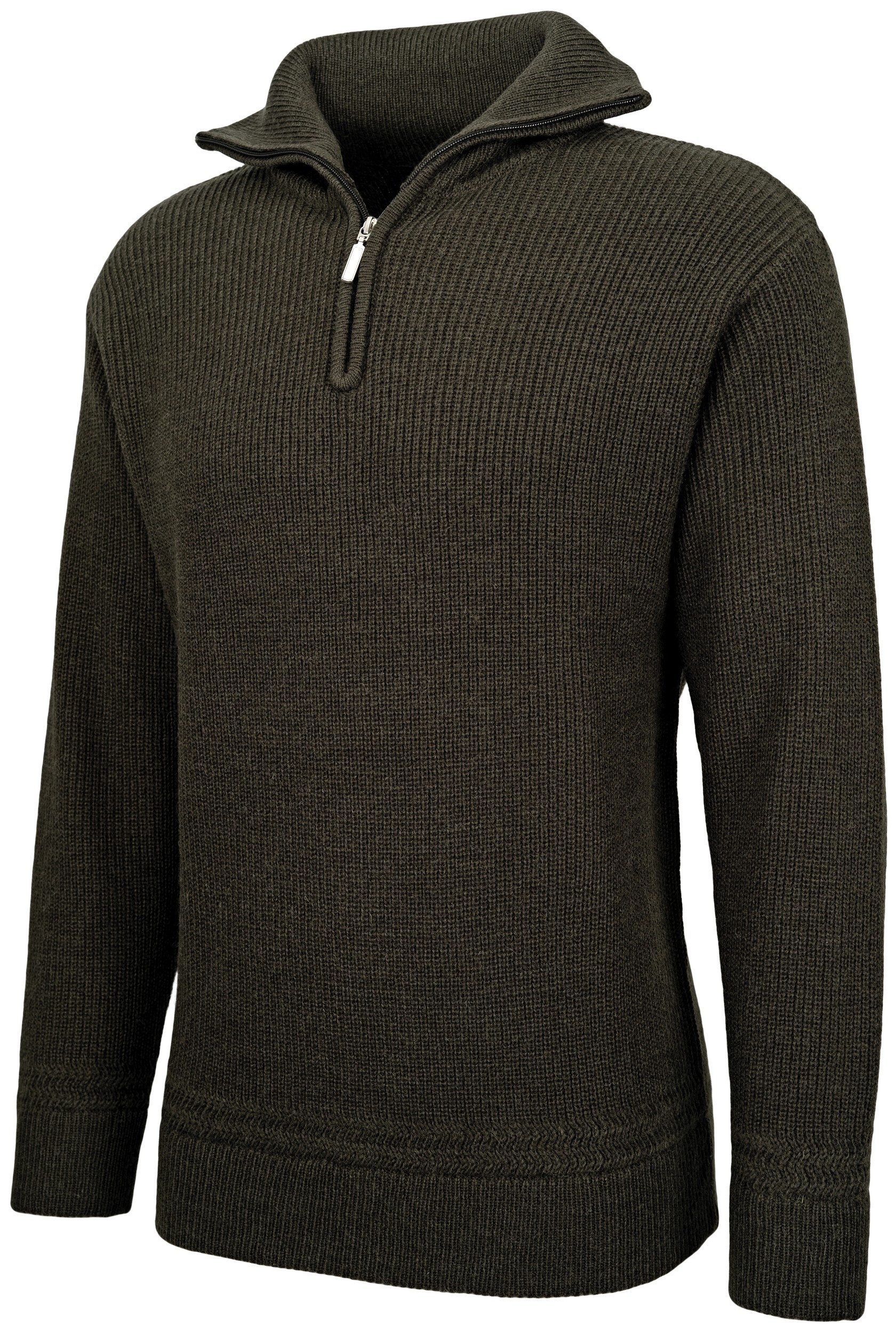 CDM Troyer Jagdpullover Troyerform Strickpullover Ansitzpullover Winterpullove Reißverschluss-Kragne