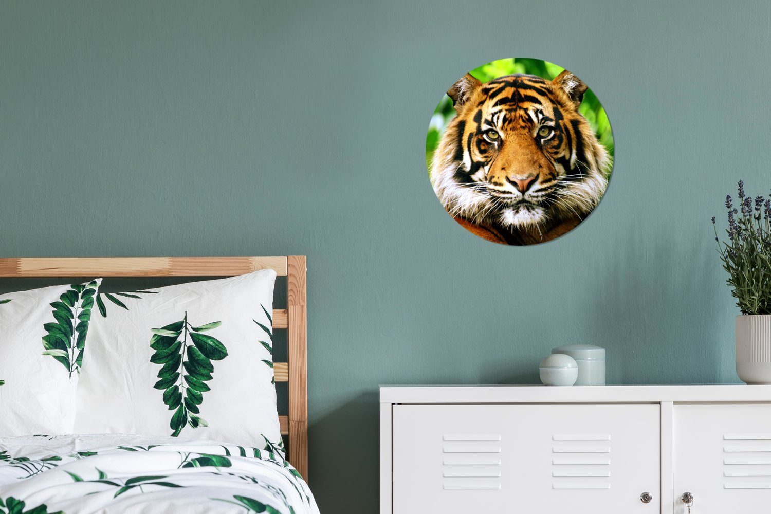 Sumatra-Tigers Gemälde cm Wandbild, 30x30 Kreis Rundes Wanddekoration MuchoWow eines St), im Wohnzimmer, Porträt (1 Forex, Dschungel,