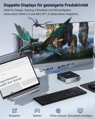 GEEKOM Air12 Mini-PC (Intel N-Serie N100, Intel Ultra HD Grafik, 16 GB RAM, 512 GB SSD, Leistungsstarker, kompakter Desktop-Computer und NUC, Windows 11 Pro)