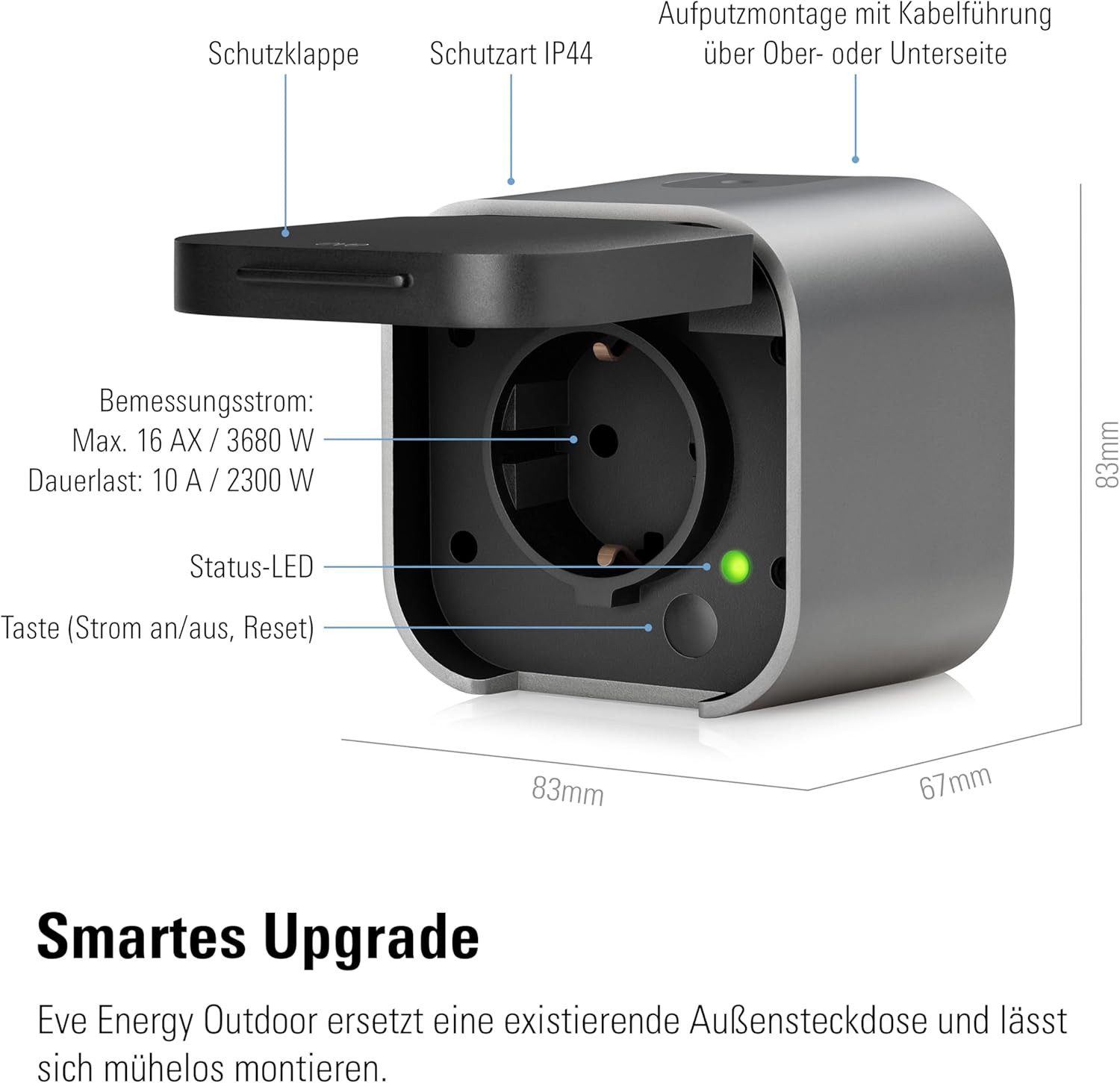 EVE Steckdose Eve Energy Outdoor-Smarte Außensteckdose mit Verbrauchsmessung