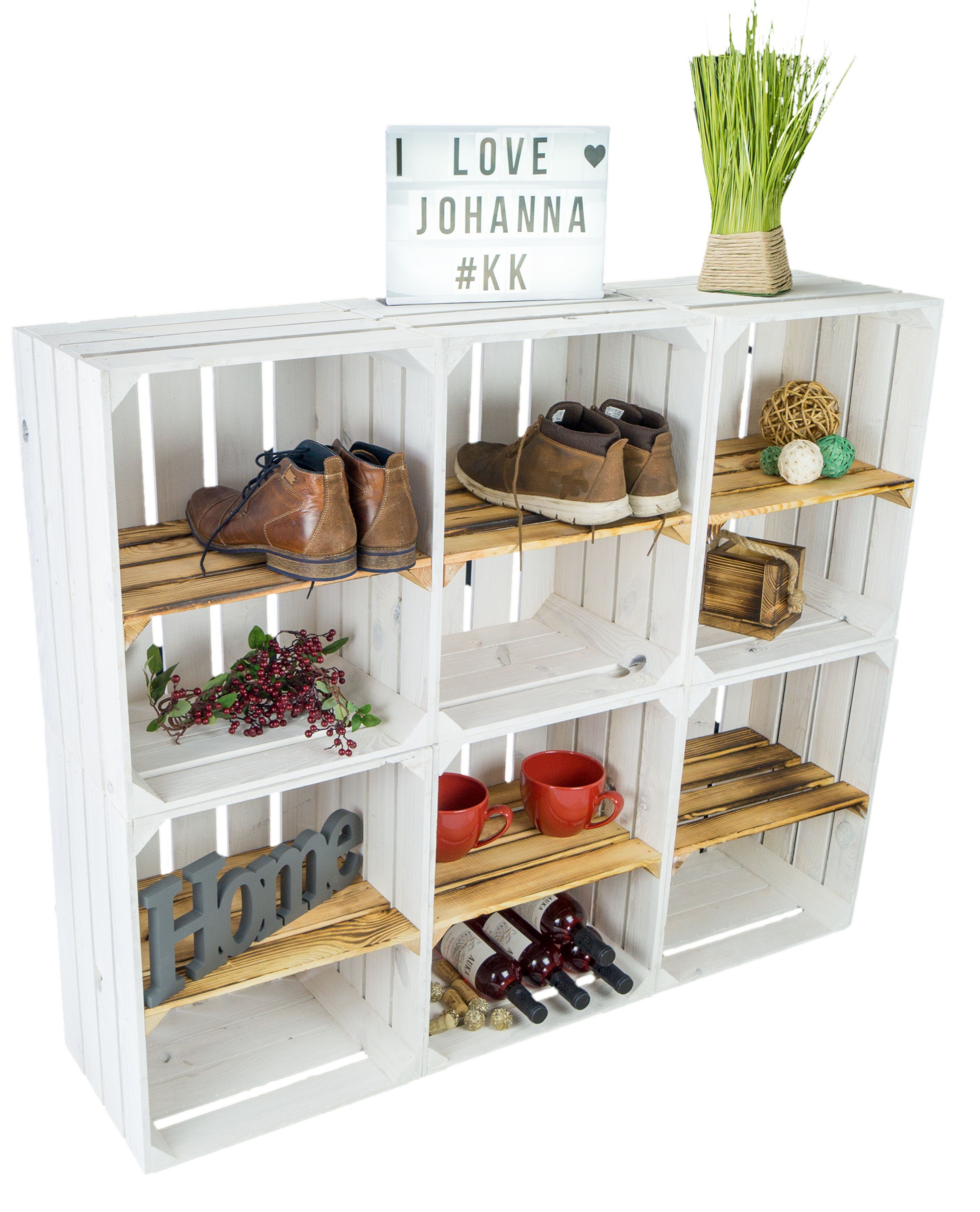 Kistenkolli Altes Land Allzweckkiste 6er set"Johanna" WEISS mit geflammter günstig online kaufen