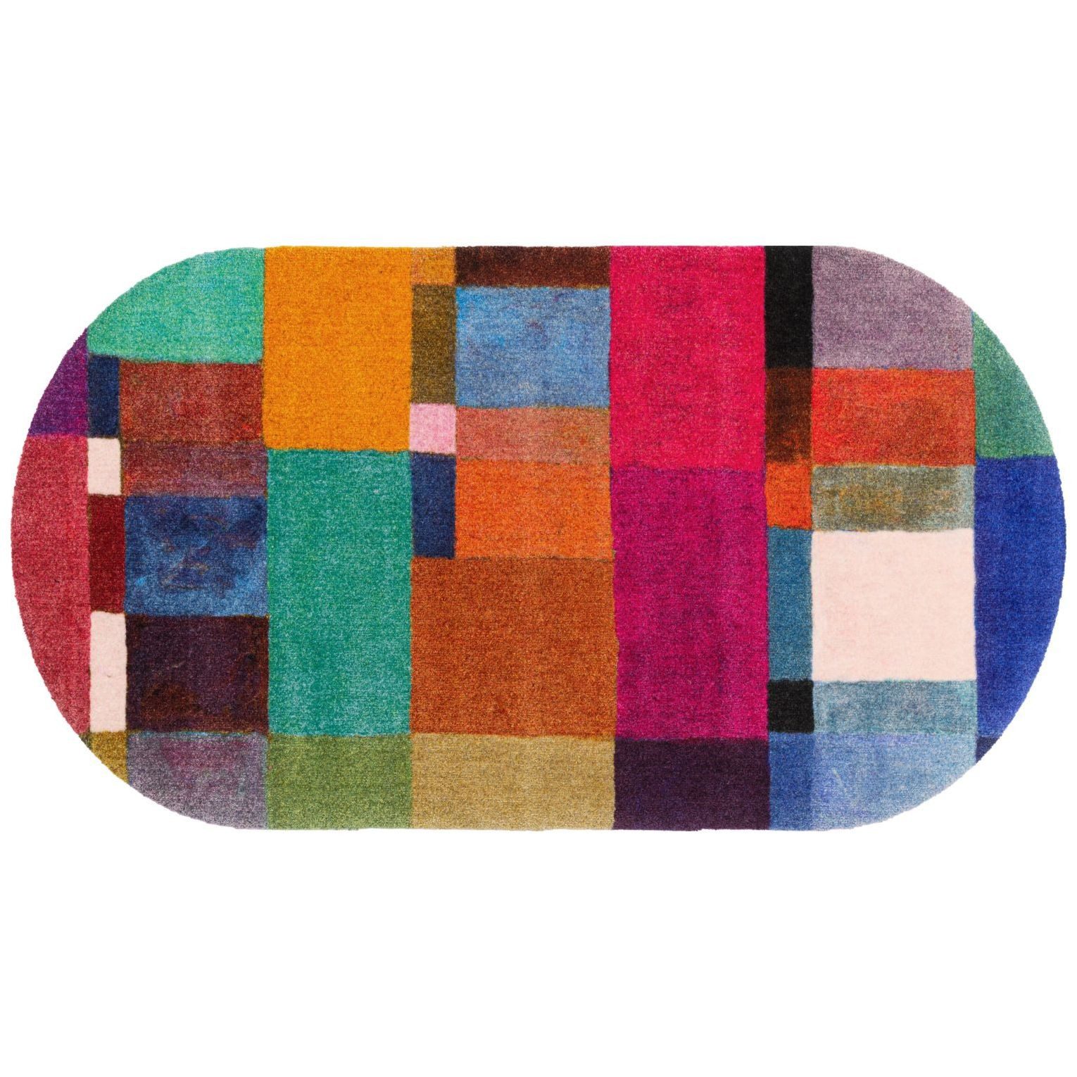 Floornovo Fußmatte Floornovo Teppich Mosaik waschbare Fussmatte, oval, rutschfest