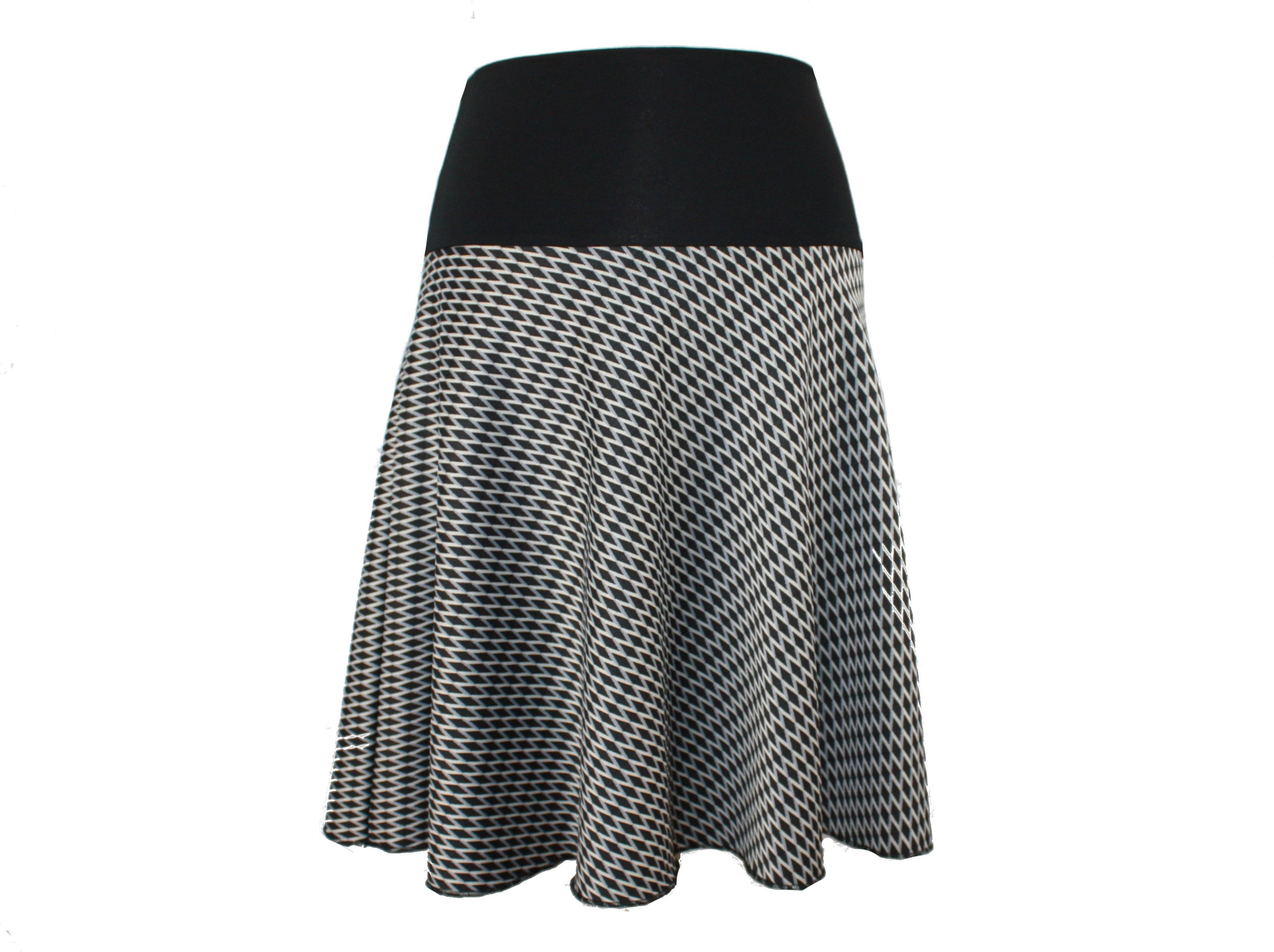 dunkle design A-Linien-Rock Jacquard Strickjersey Lila Rosa Schwarz 57cm elastischer Bund