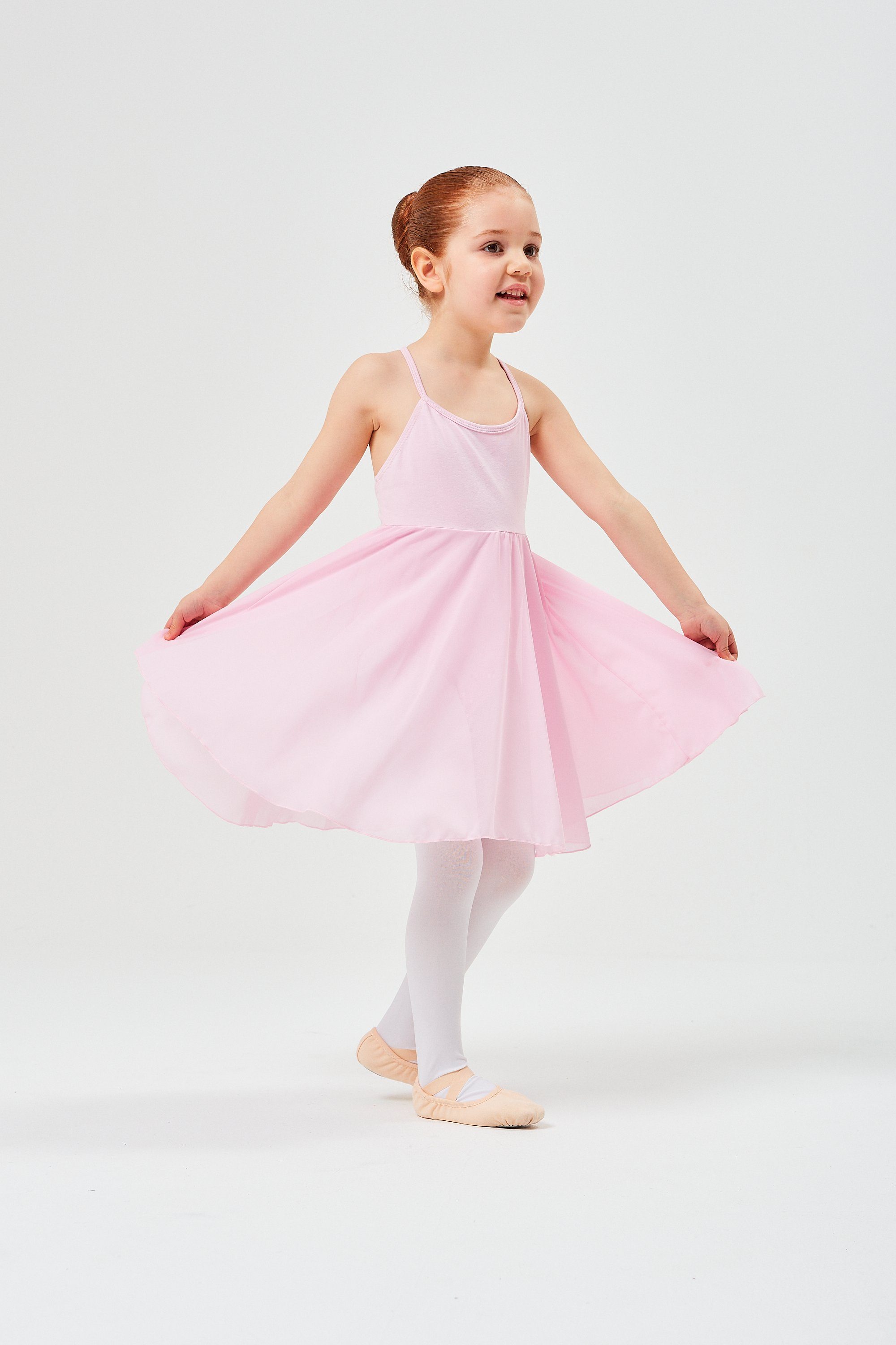 langem Chiffonrock rosa Mädchen Alma tanzmuster mit Ballettkleid Chiffonkleid Spaghettiträgern mit Ballettbody