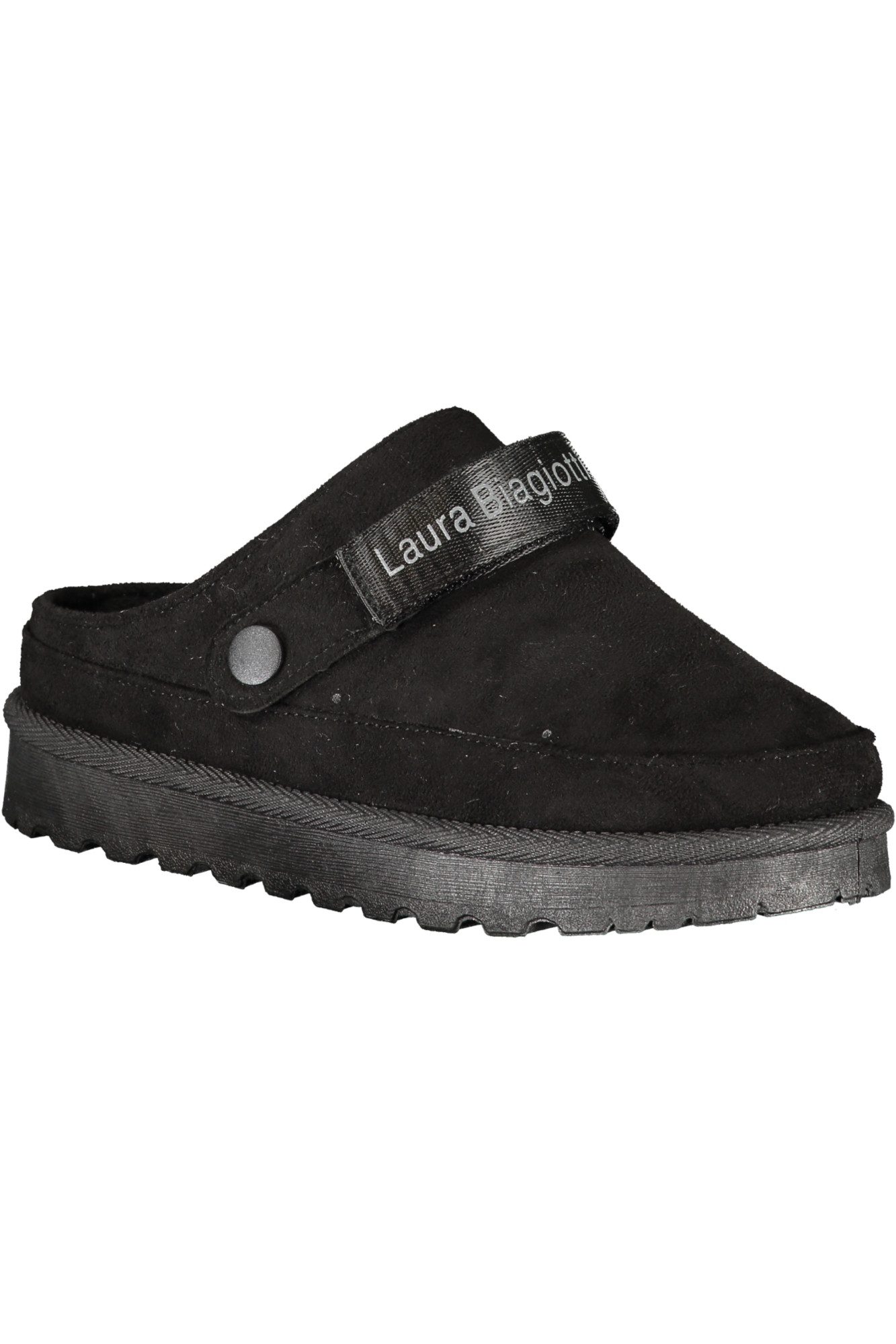 Laura Biagiotti Schlappen Damen Winter Clogs - Schwarze Sabots mit Fell und