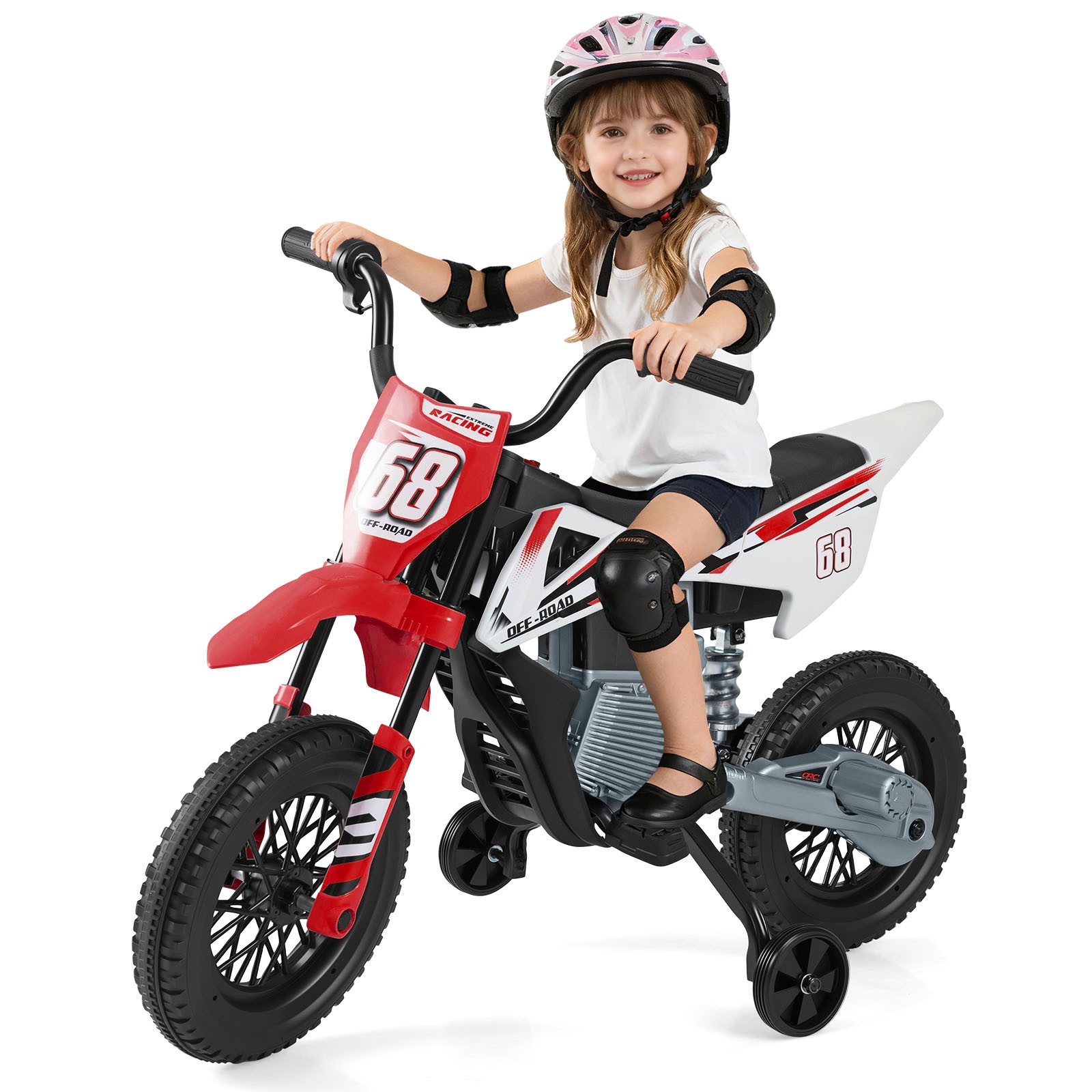 KOMFOTTEU Elektro-Kindermotorrad, Belastbarkeit 30 kg, Kindermotorrad mit Fußpedalen, Musik & Stoßdämpfungm