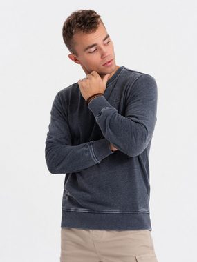 OMBRE Sweatshirt Gewaschenes Herren-Sweatshirt mit Ziernähten am Halsausschnitt