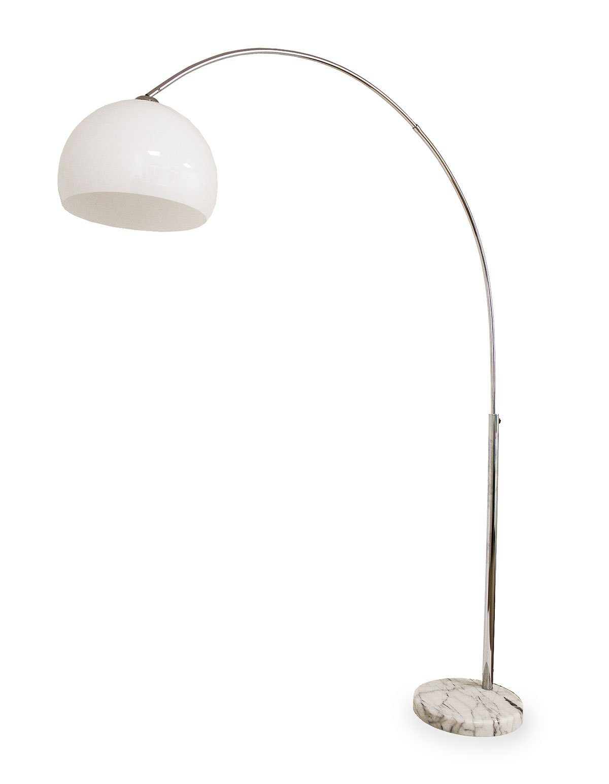 Stehlampe Bogenleuchte Leuchtmittel Weiß höhenverstellbar, 215cm, inklusive, Kiom Chrom abhängig Karoi Marmorsockel Leuchtmittel & nicht