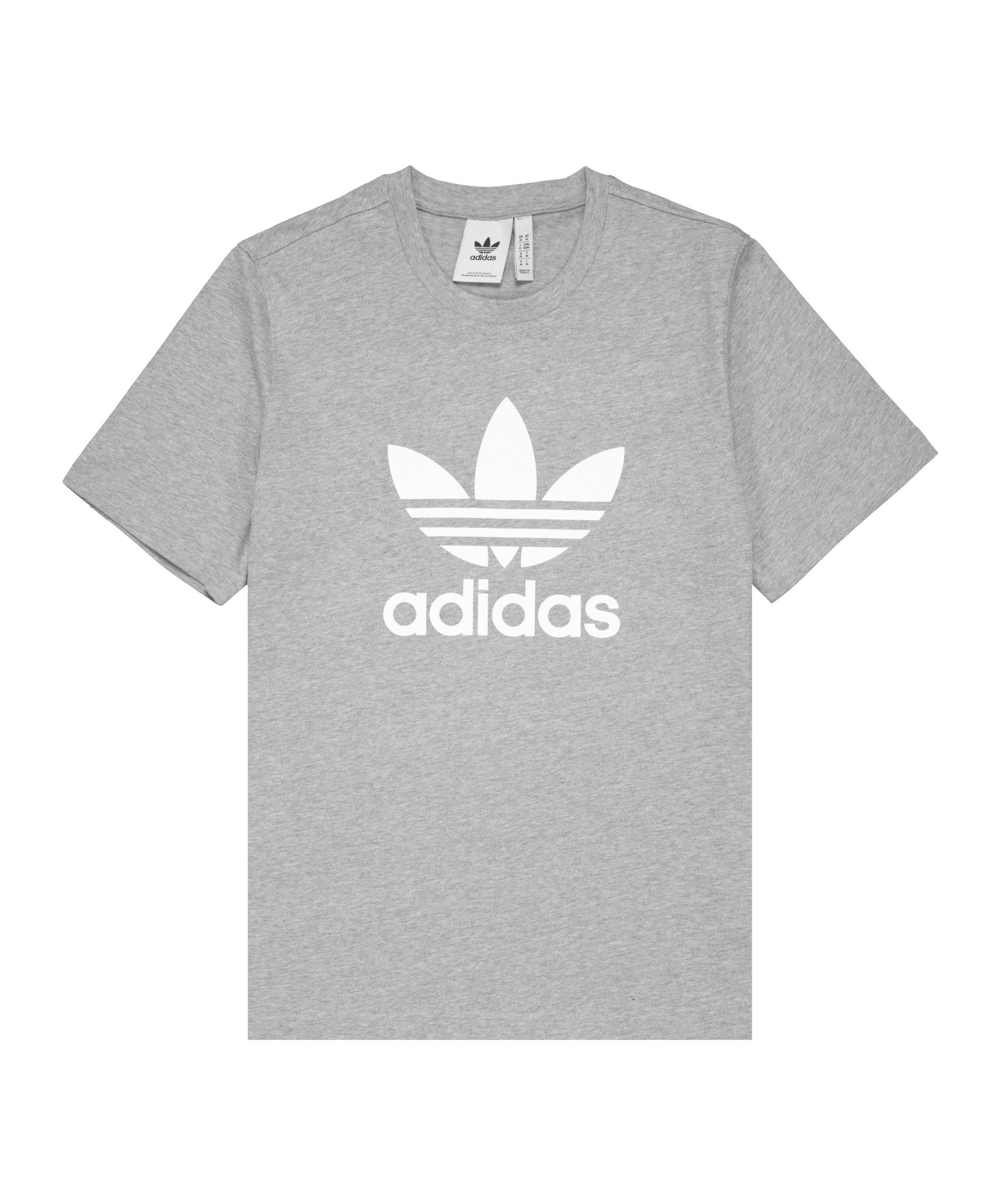 Online-Shop für Markenartikel adidas Originals T-Shirt Trefoil Nachhaltiges T-Shirt Produkt grauweiss