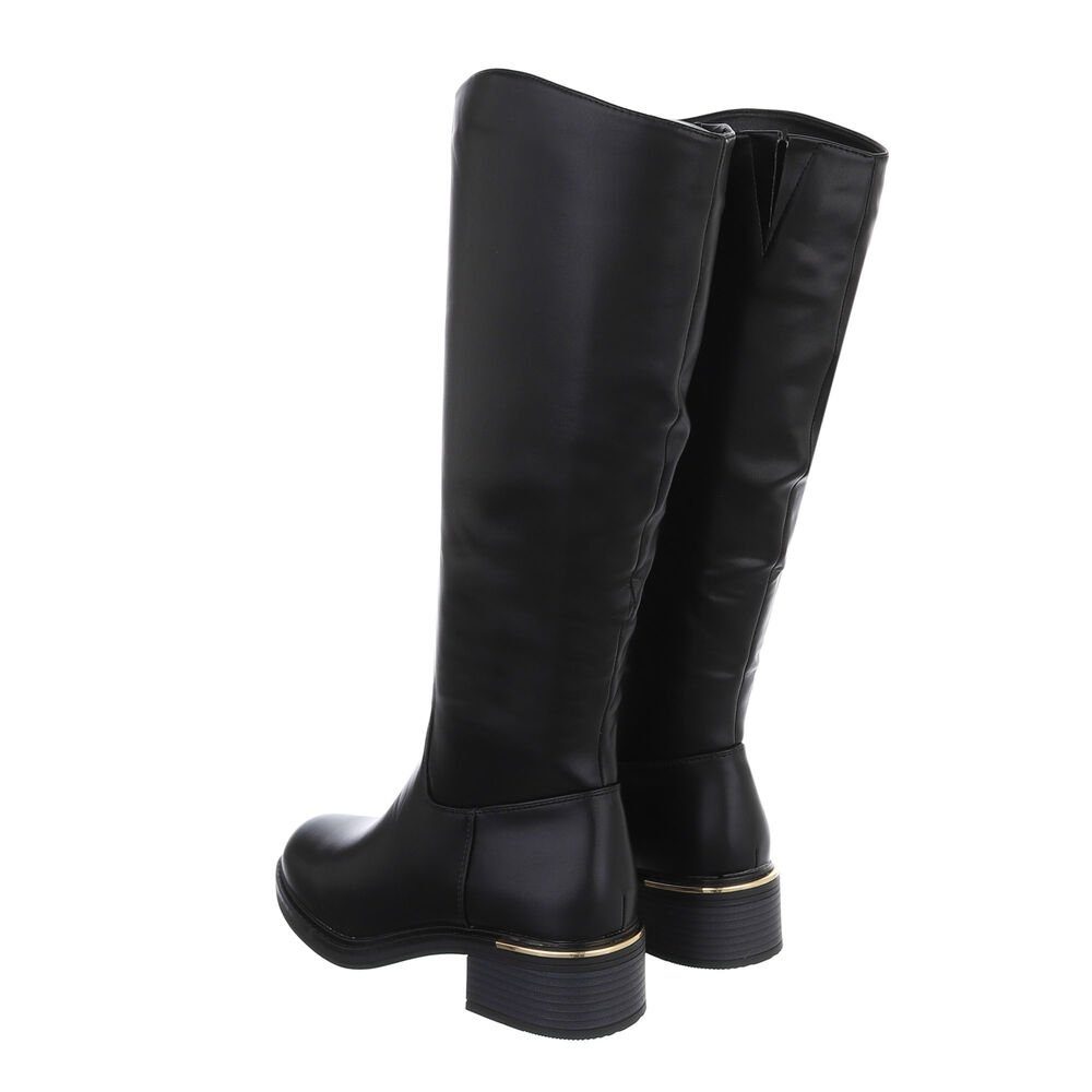 Ital-Design Damen Overknee-Stiefel mit Blockabsatz, Schlupfdesign Stiefel (84463199) Blockabsatz Klassische Stiefel in Schwarz – Bild 3 von 4