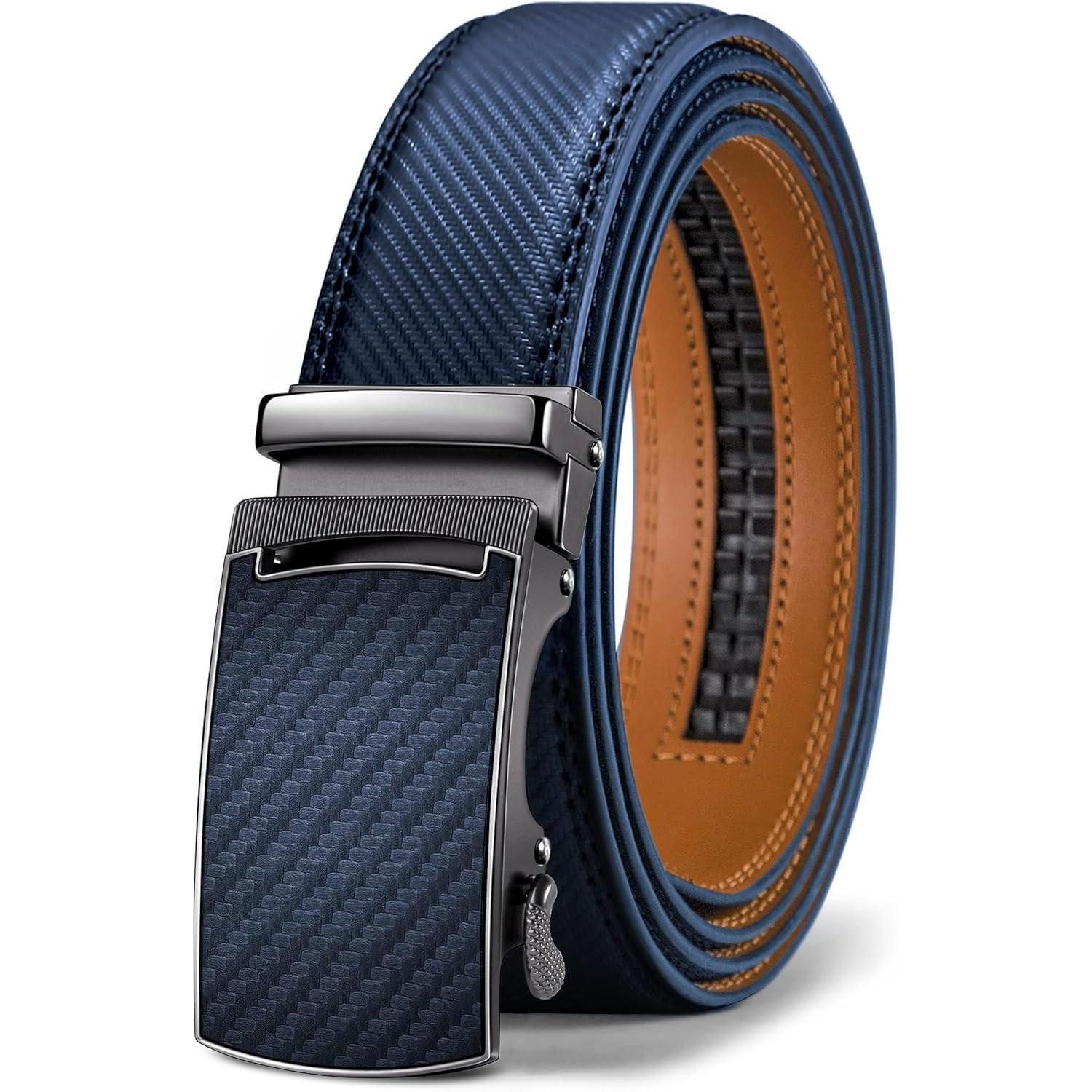 LuxusKollektion Ledergürtel Herren Ledergürtel Ratsche Automatik 35mm Navyblau