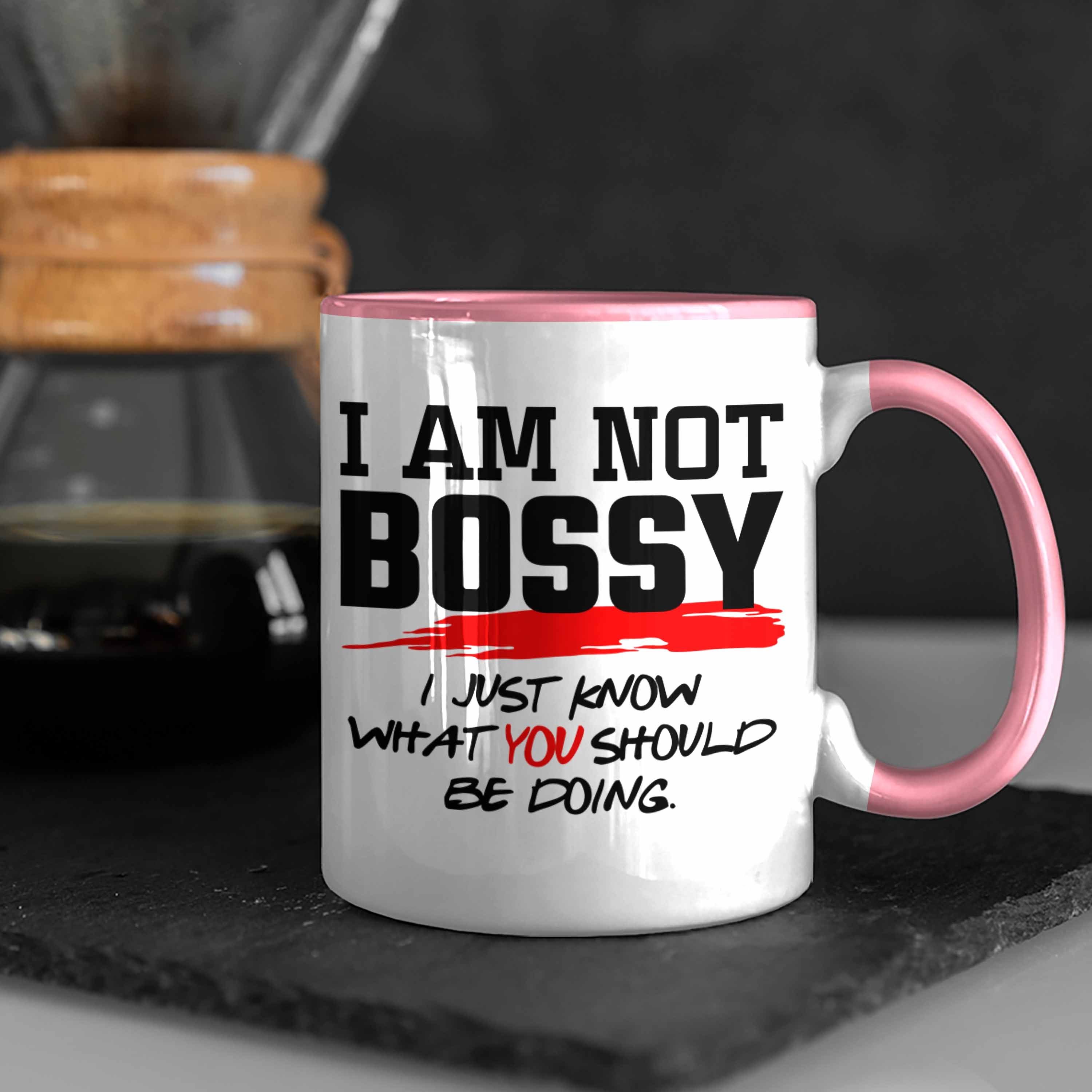 Trendation Tasse Lustiges für Not Bossy Chefin Spruch Tasse Im Rosa mit Chef: Geschenk