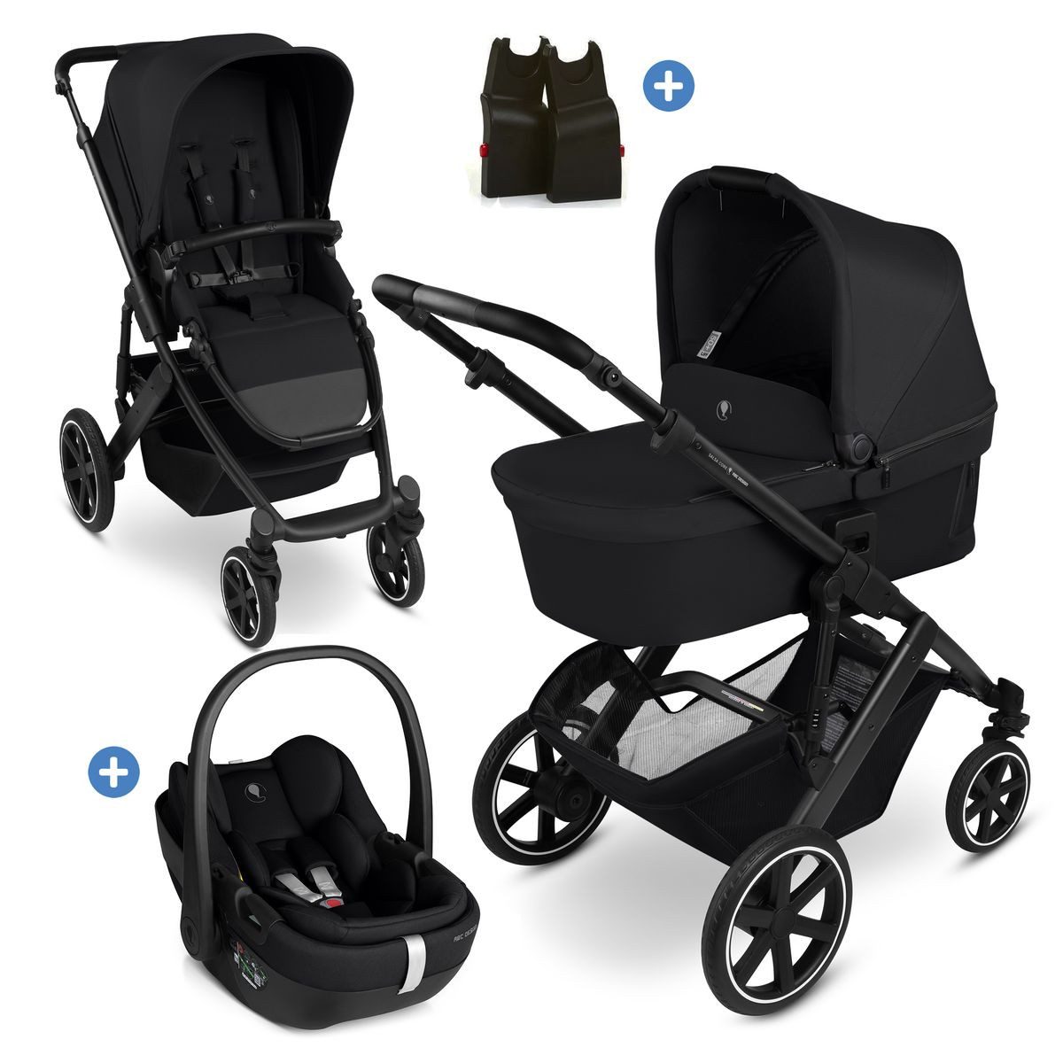 ABC Design Kombi-Kinderwagen Salsa Core - Ink, 3in1 Kinderwagen Buggy Set mit Babywanne, Babyschale Calla & Sportsitz