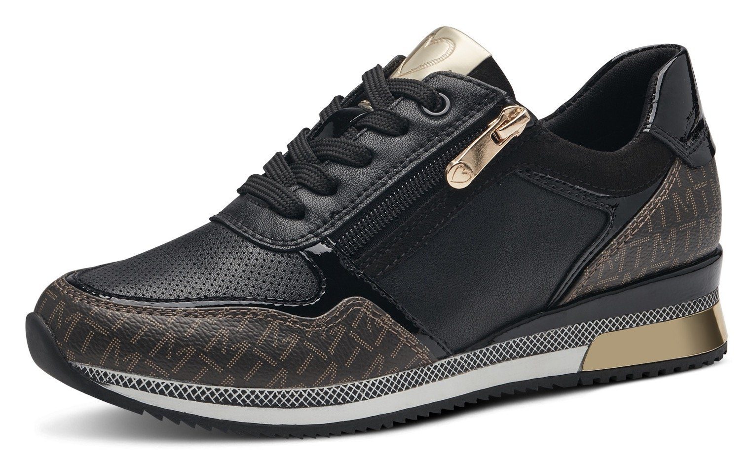 MARCO TOZZI Sneaker mit seitlichem Reißverschluss schwarz-kombi | Sneaker low