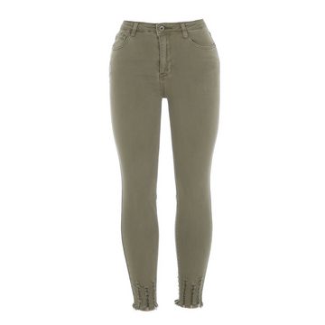 Ital-Design Skinny-fit-Jeans Damen Freizeit Used-Look Stretch High Waist Jeans in Olive