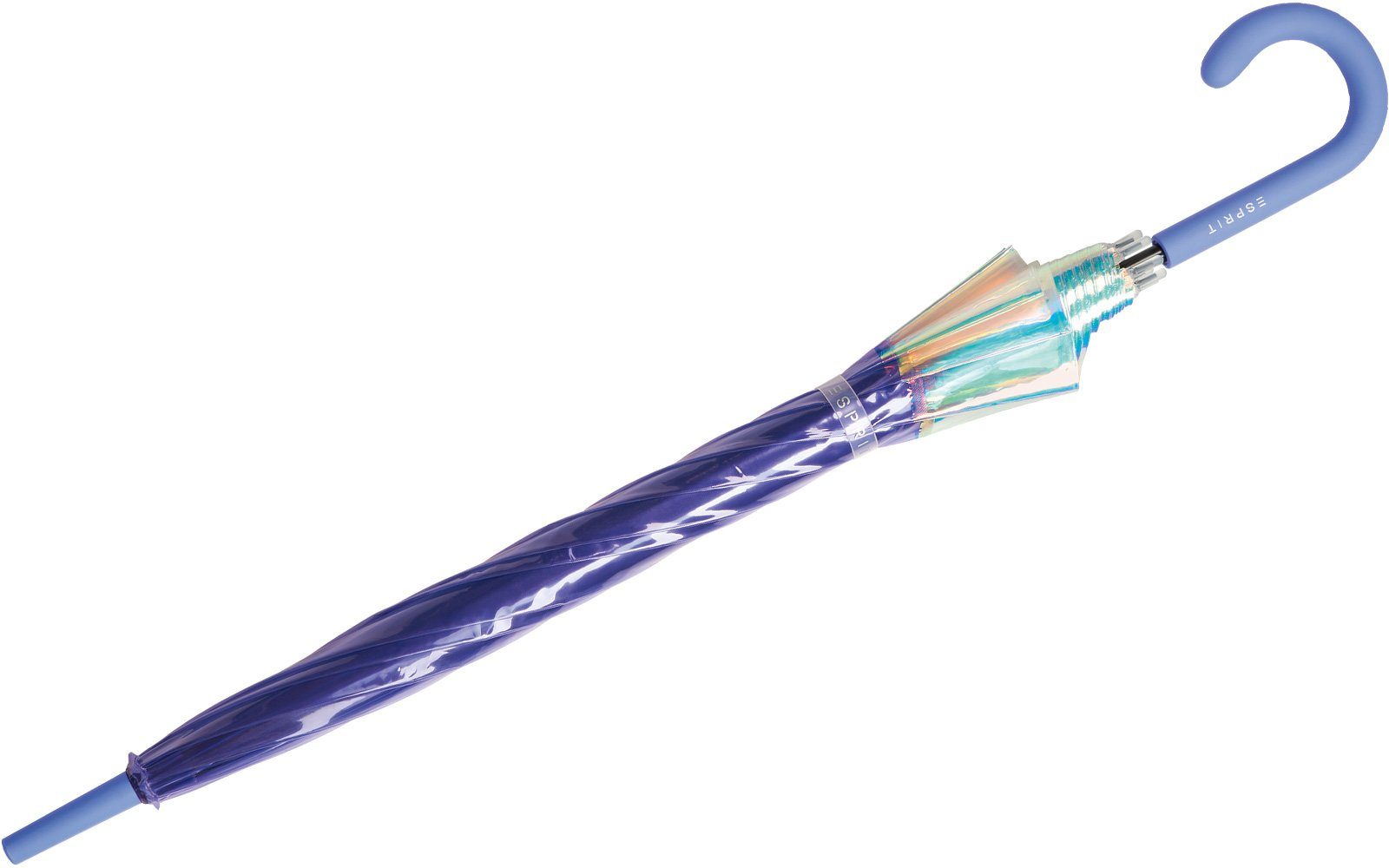 Esprit Stockregenschirm Automatik-Glockenschirm Shiny Border transparent, groß und stabil, mit schimmernder Borte