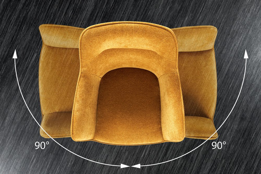 riess-ambiente Polsterstuhl VERONA senfgelb – Samt & Strukturstoff, mit Armlehne, Metall (Einzelartikel, 1 St), 180° drehbar mit Auto-Return-Funktion – ideal fü – Bild 4 von 5
