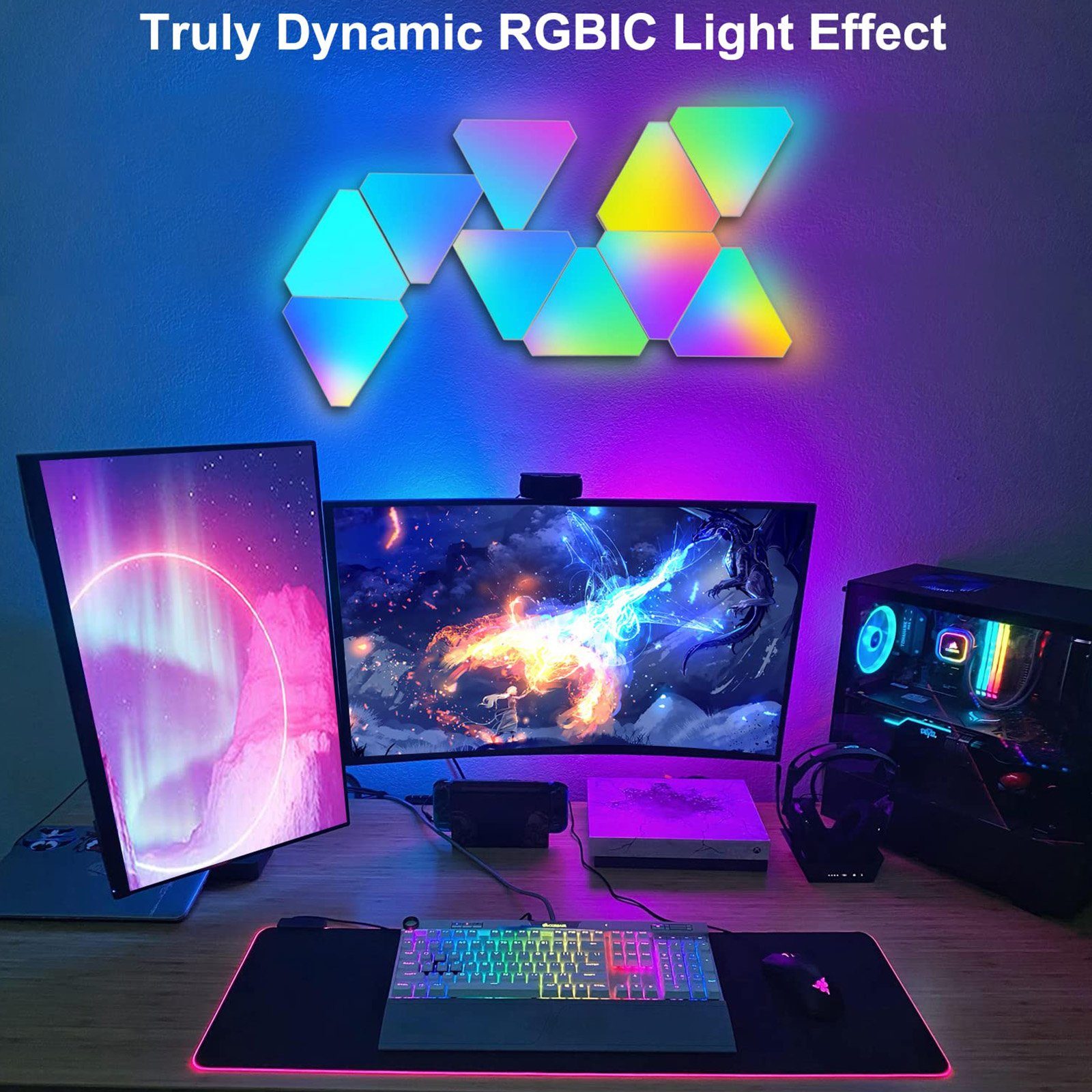MUPOO LED Wandleuchte LED Wandleuchte Dreiecke,LED Panel Dekolicht, WIFI-APP, LED Nachtlicht für Spiel Schlafzimmer Dekoration Kreative dekorative – Bild 4 von 5