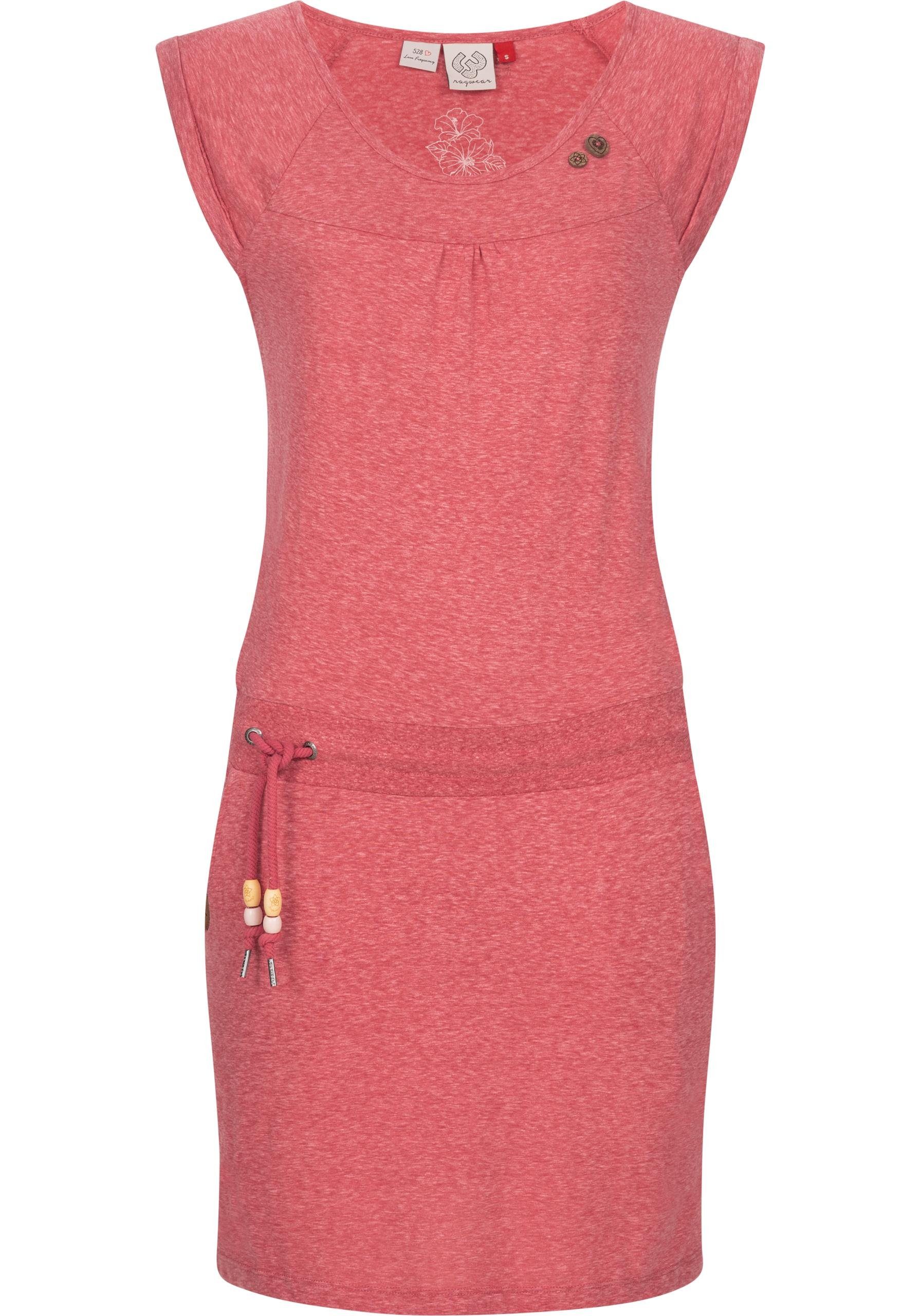 Hochwertiges Material Ragwear Sommerkleid Penelope leichtes Kleid Print dunkelrot Baumwoll mit