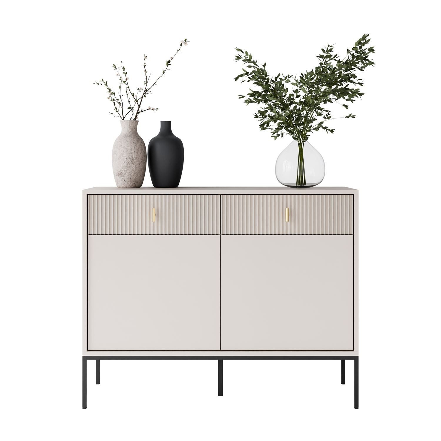 Lookway Kommode MIDNIGHT 2D2S mit zwei Schubladen auf Gestell