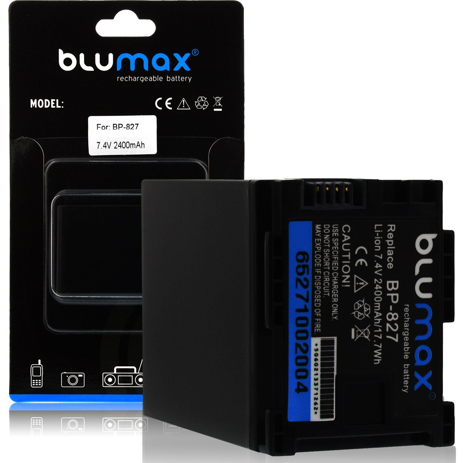 Blumax 2x BP-827, BP-819, BP-820, BP-828 2400 mAh (7,4V) Kamera-Akku