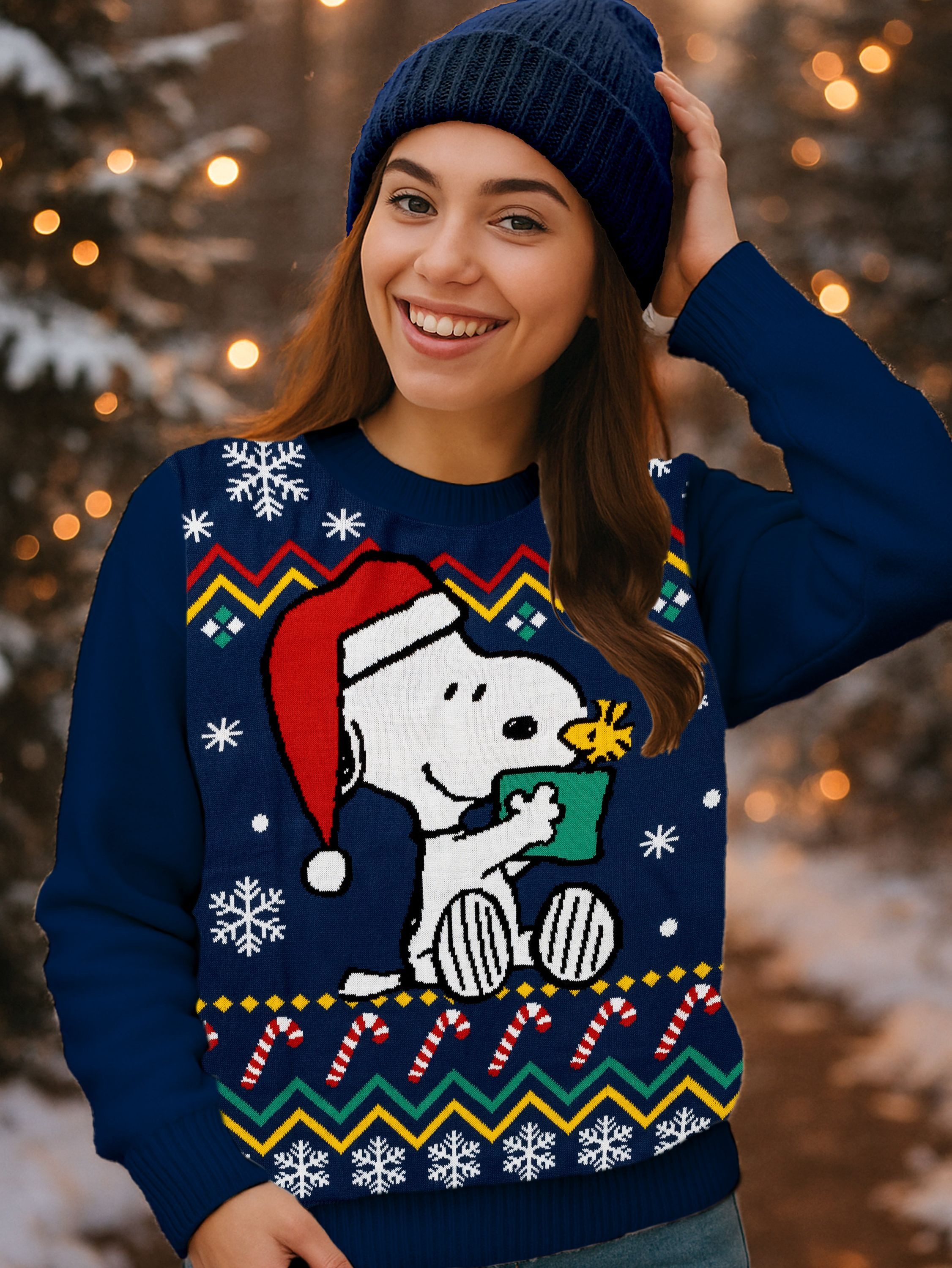 United Labels® Weihnachtspullover The Peanuts Snoopy Winterpullover Winter Strick Pullover Ugly Sweater
