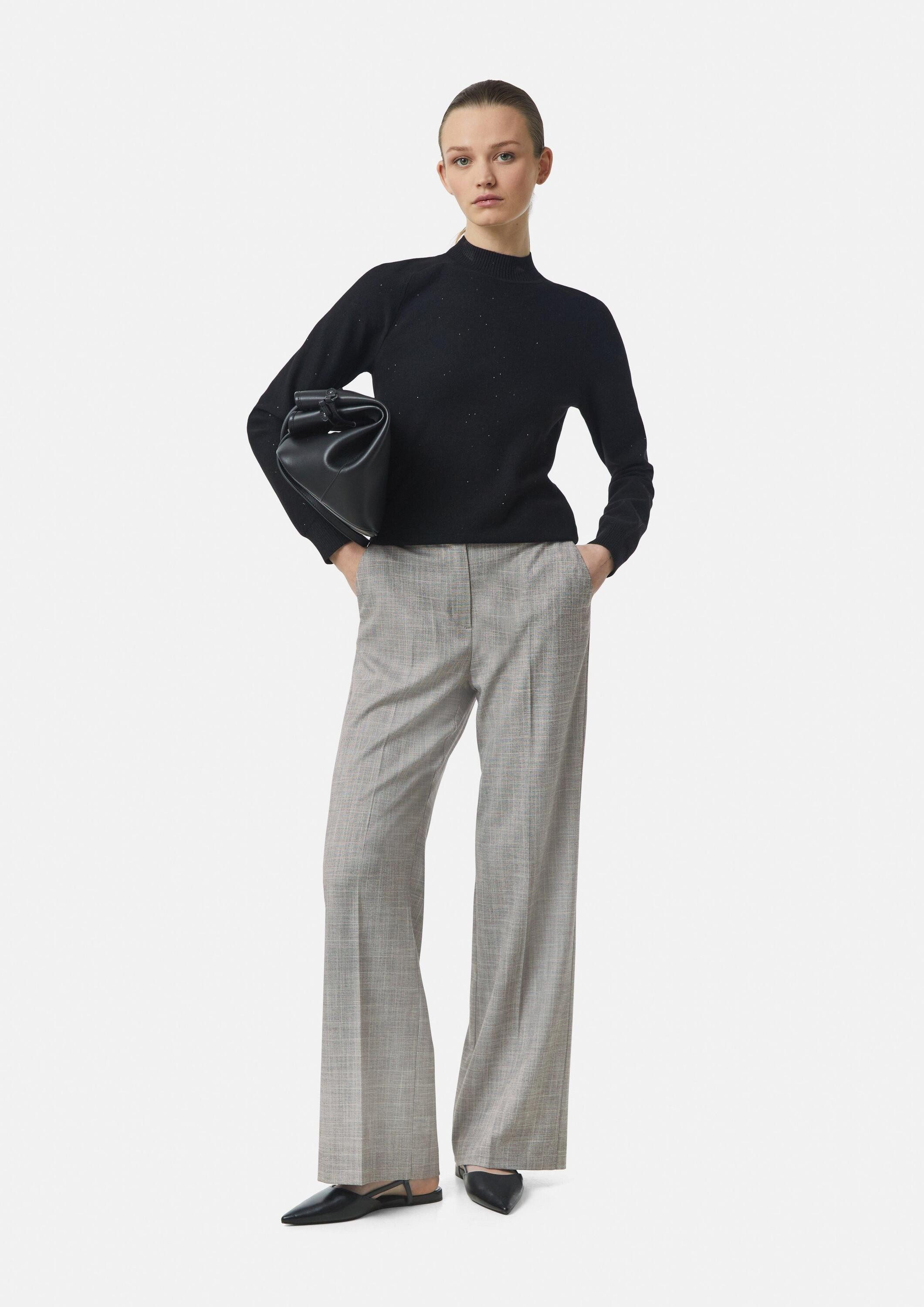 comma Chinos Hose Gemusterte Hose mit Wide Leg