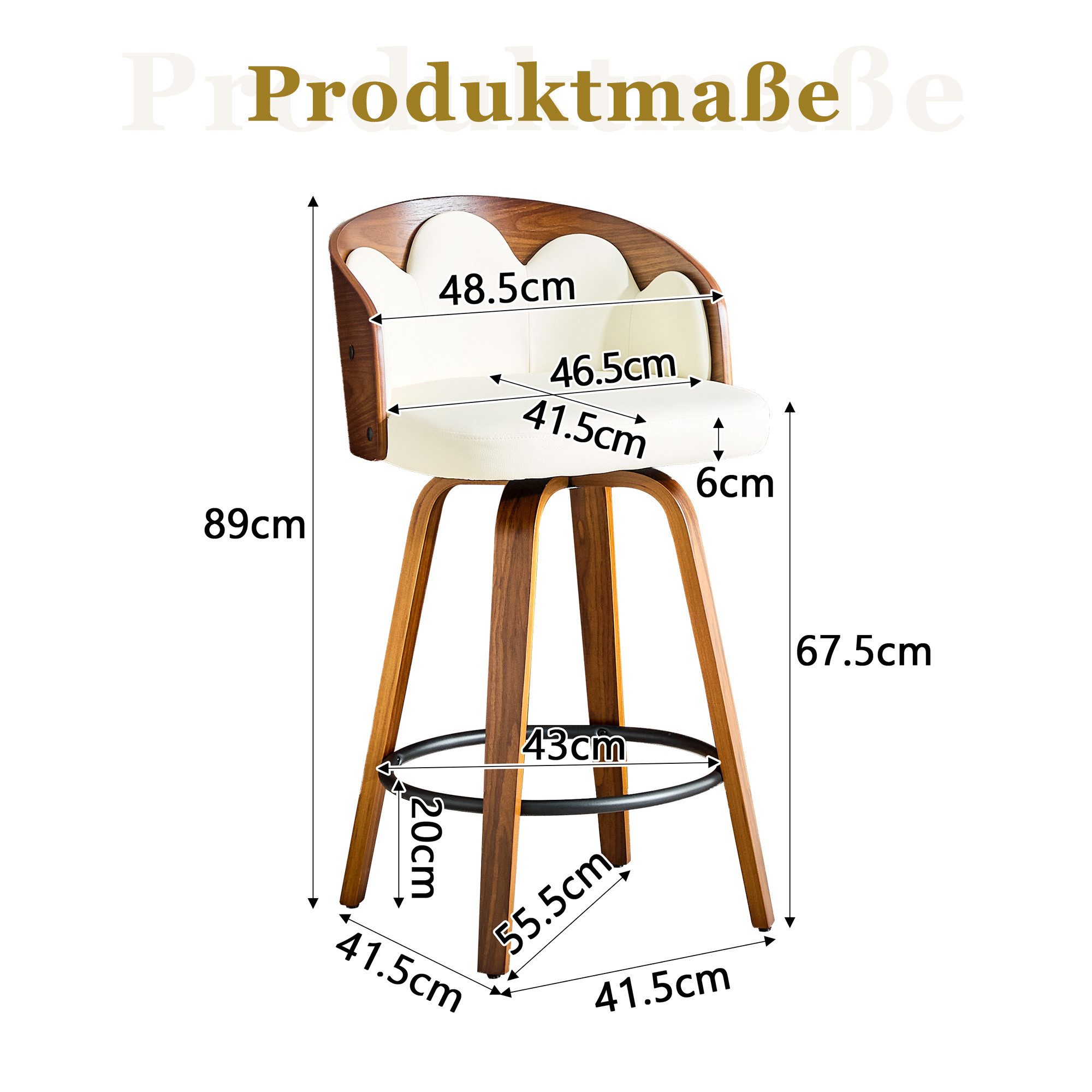 gopop Barhocker mit blumenförmiger Rückenlehne, 2er Set Barstuhl (2 St), 360° drehbarer Thekenhocker aus gebogenem Biegeholz