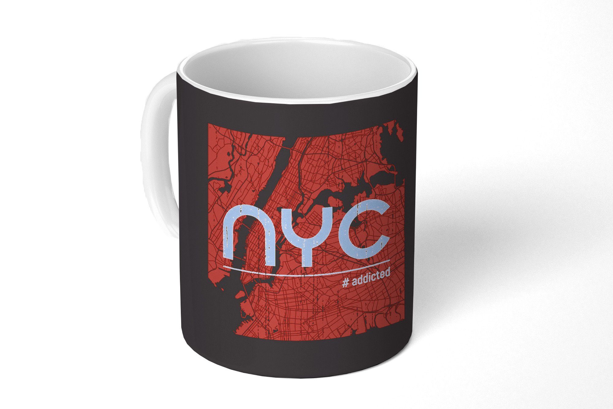 MuchoWow Tasse New York - NYC - Rot, Keramik, Kaffeetassen, Teetasse, Becher, Teetasse, Geschenk