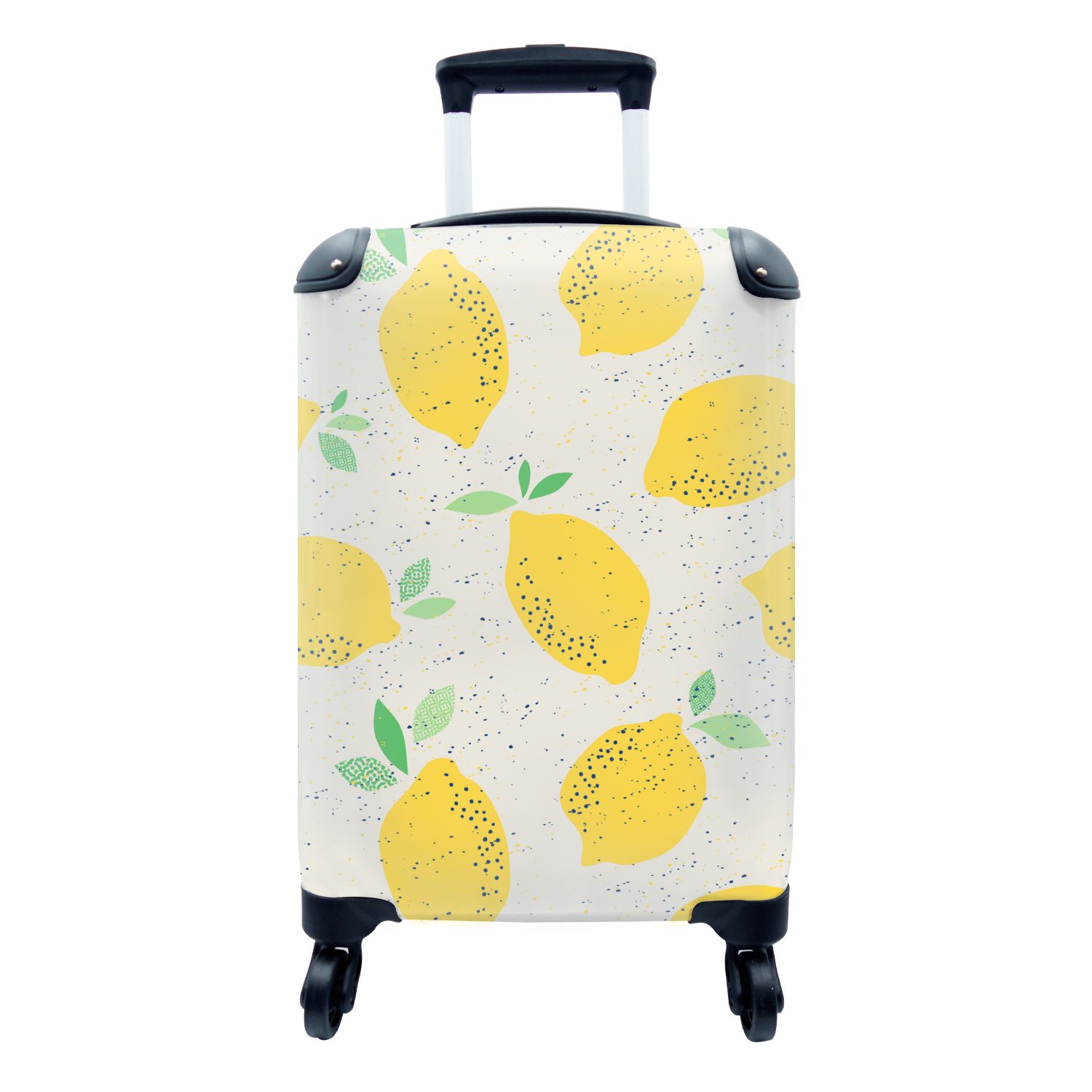 MuchoWow Handgepäckkoffer Zitrone - Obst - Vintage - Design, 4 Rollen, Reisetasche mit rollen, Handgepäck für Ferien, Trolley, Reisekoffer
