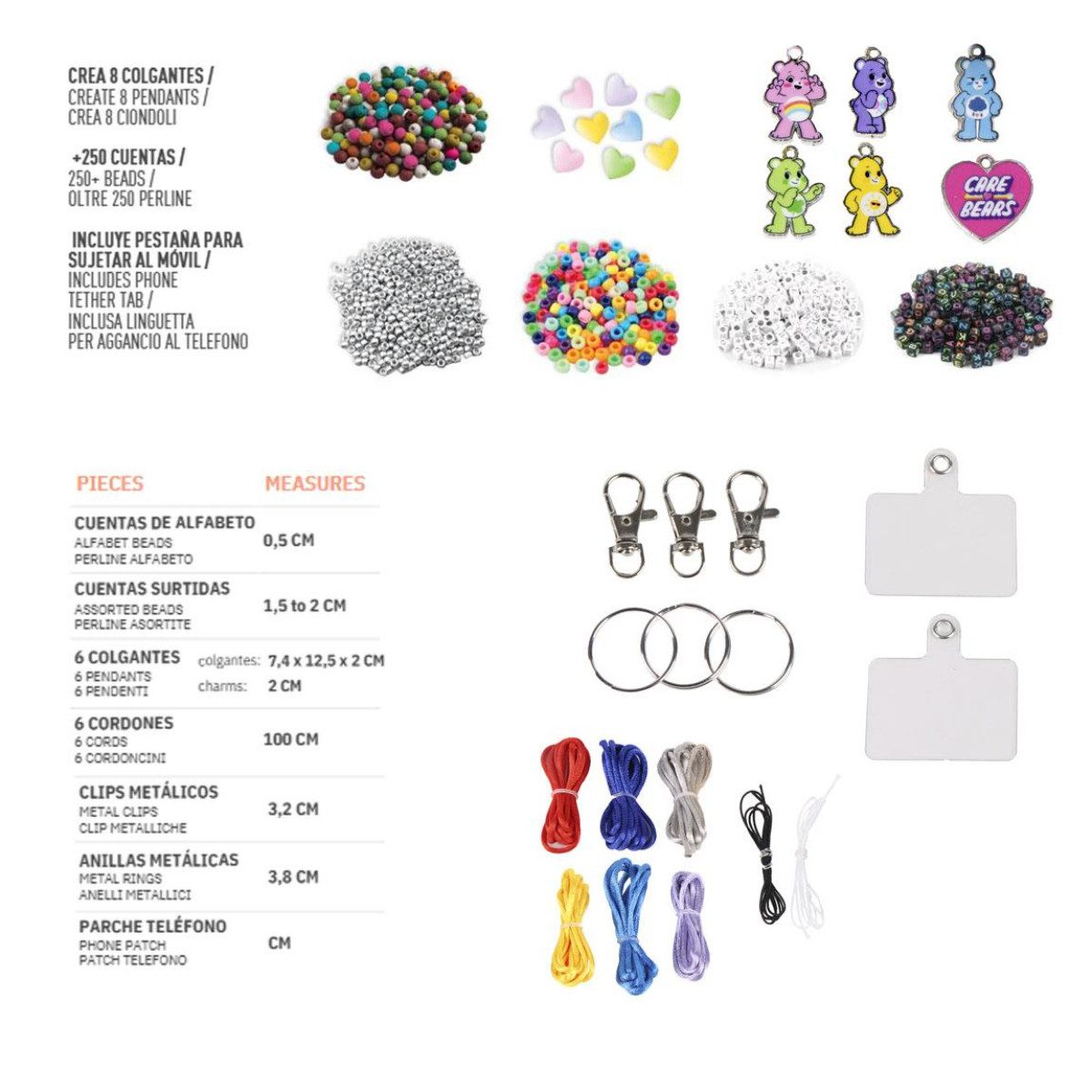 Care Bears Schmuckset DIY Bag Clip Set Kinder für Taschenanhänger und Accessoire Gestaltung (Set)