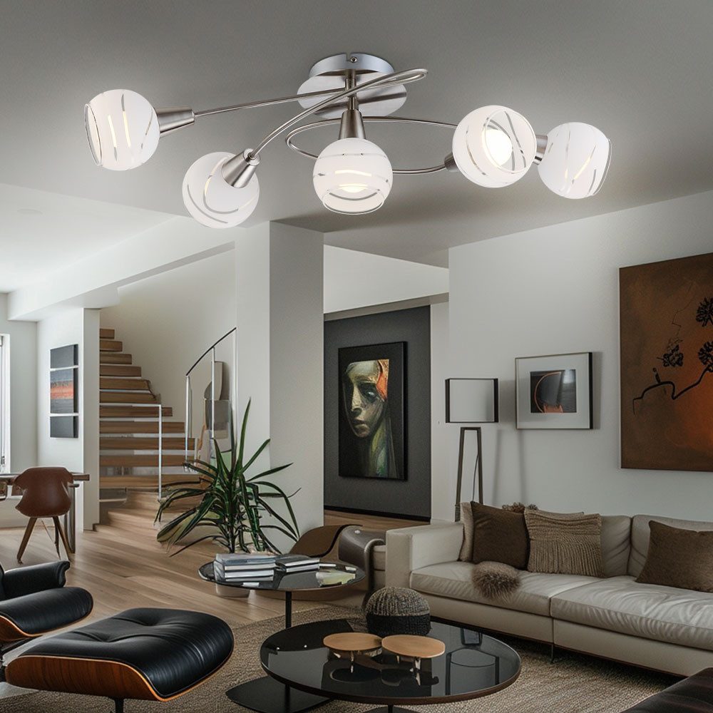 GLOBO LIGHTING LED Deckenleuchte, Leuchtmittel inklusive, Warmweiß, Deckenlampe Deckenleuchte Wohnzimmerlampe Glas flammig LED L 62,5 cm