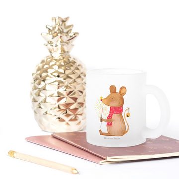 Mr. & Mrs. Panda Teeglas Maus Weihnachten - Transparent - Geschenk, Teeglas, Mäuschen, Weihnac, Premium Glas, Satinierte Oberfläche