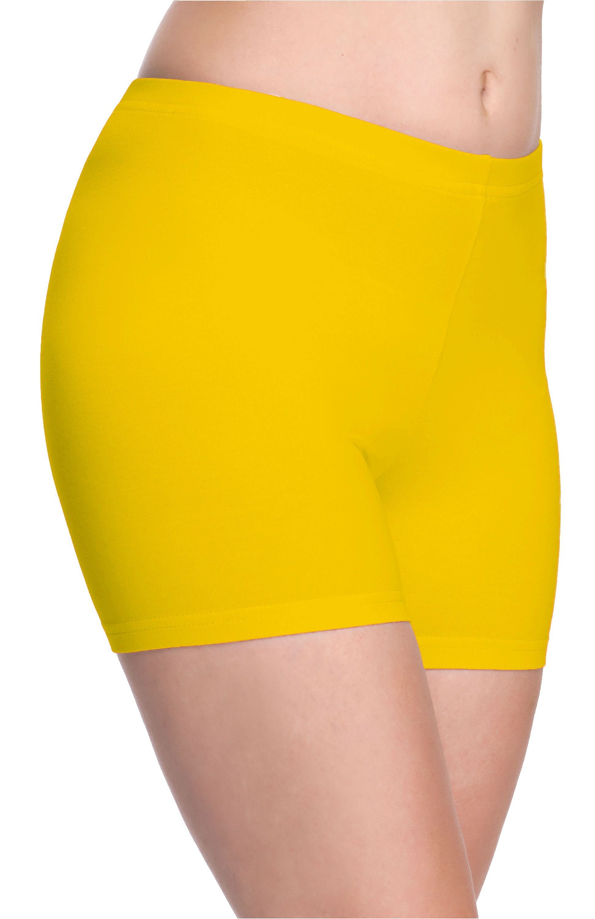 Damen Merry Shorts Leggings Unterhose Style Bund Hotpants Gelb elastischer Radlerhose Boxershorts (1-tlg) MS10-283