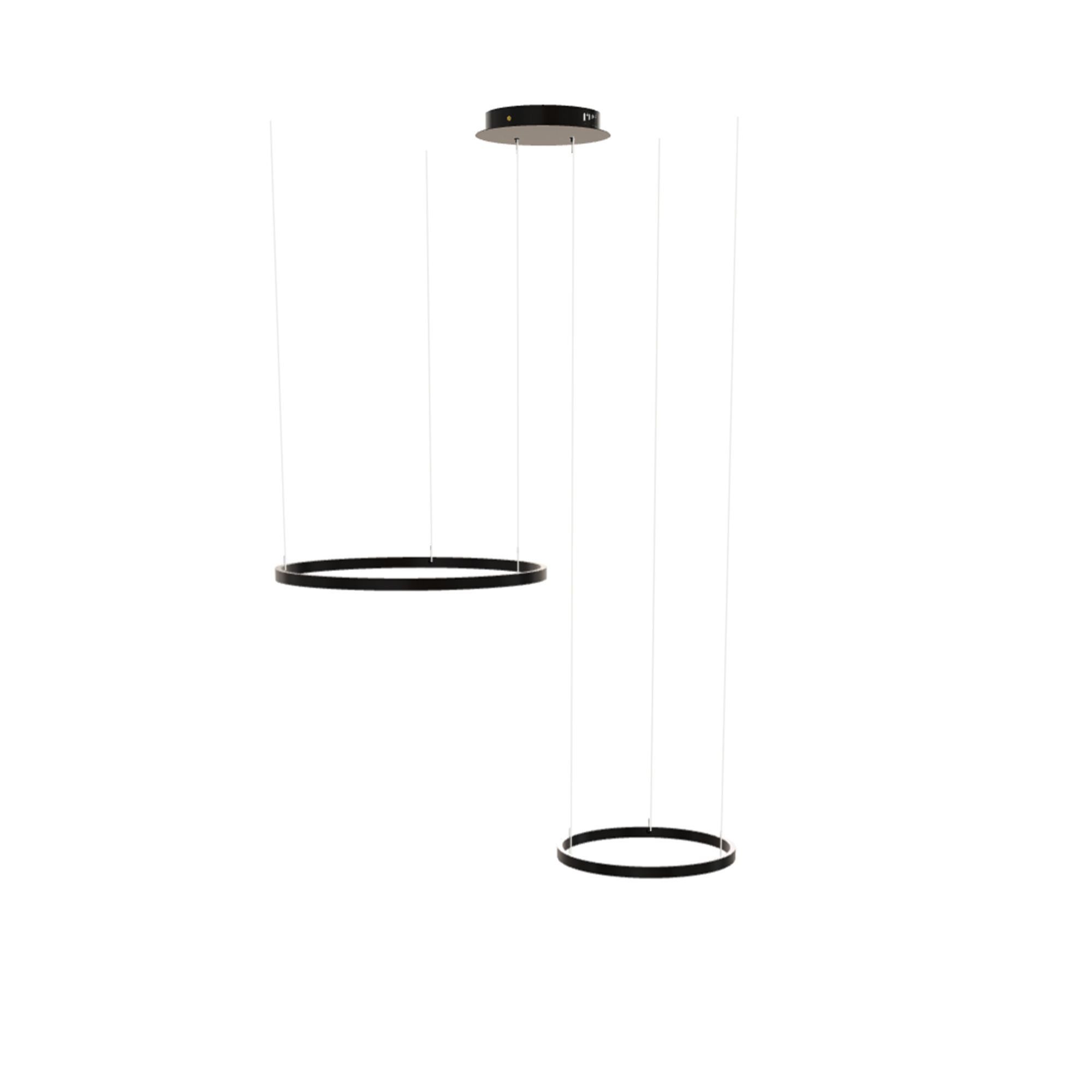 s.luce Pendelleuchte LED 2er-Ring Hängelampen Kombination Exzentrisch Schwarz, Warmweiß