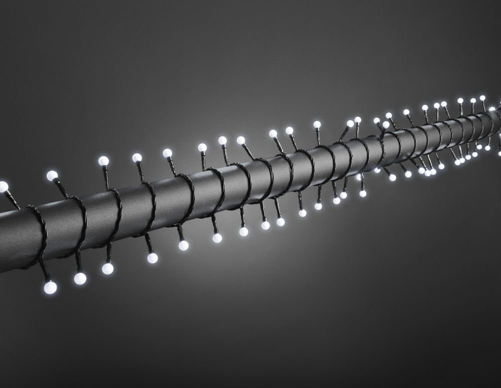KONSTSMIDE LED-Lichterkette Weihnachtsdeko aussen, 160 kalt weiße runde Dioden, Dioden