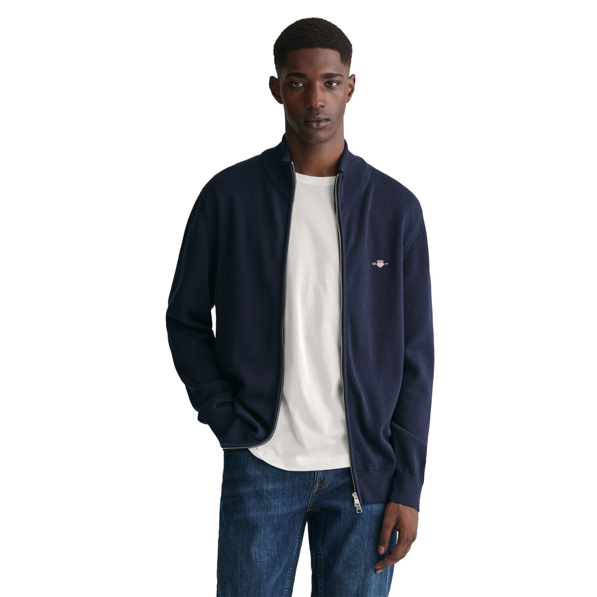 Gant Sweatshirt Herren Strickjacke Baumwolle günstig online kaufen
