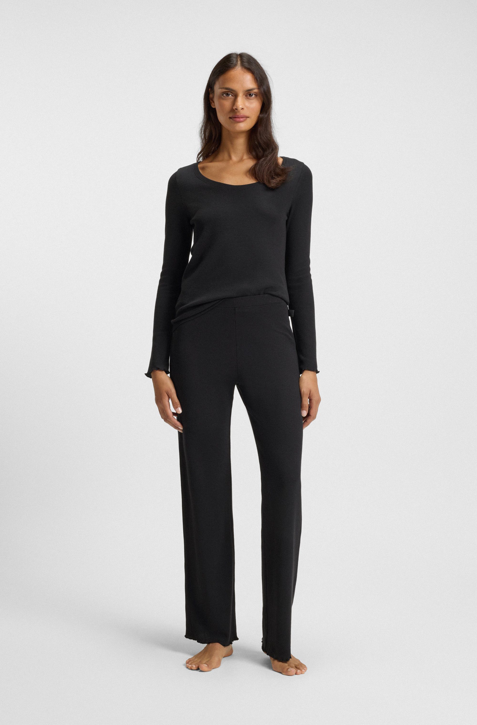 BOSS Pyjamahose Cosy Waffle aus Baumwoll-Mix mit Waffelstruktur