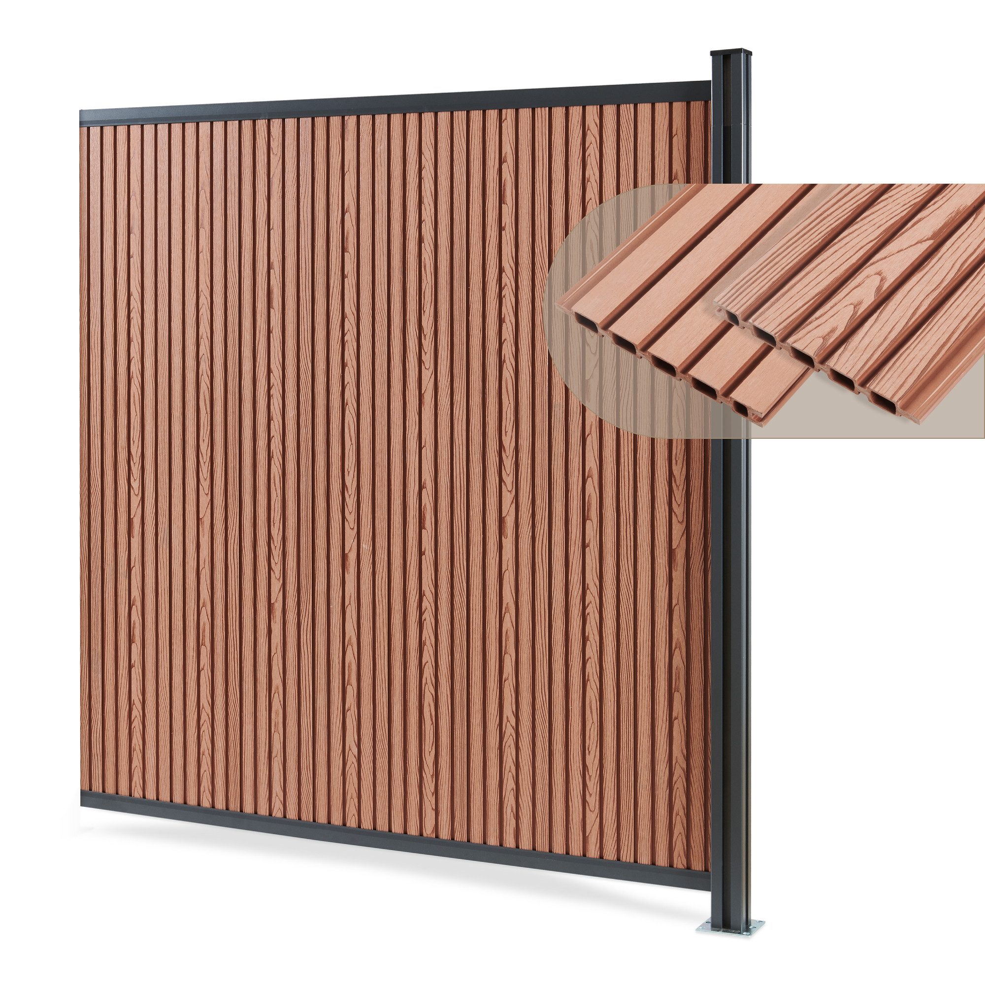 neu.holz Gartenzaun, »Grassano« mit 1 Pfosten Erweiterungsmodul 185 x 175 cm WPC Braun