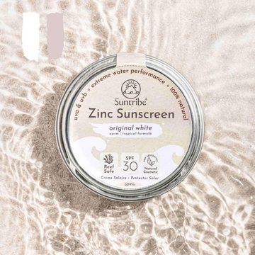 Suntribe Sonnenschutzcreme BIO Mineralisch Zinksonnencreme Gesicht & Sport LSF 30 Farbe Blau, 1 Aluminiumdose 15 g, 100% Natur