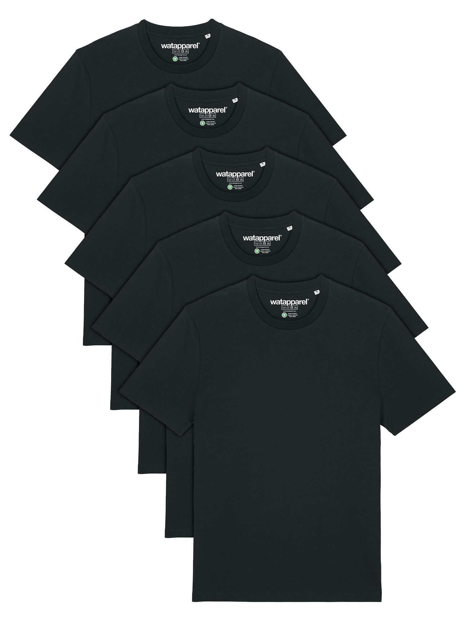 wat? Apparel T-Shirt 5er Multipack Bio Basic T-Shirt Black